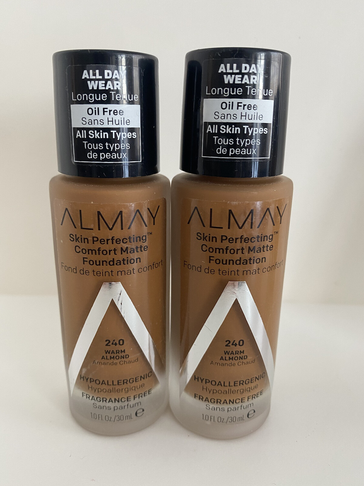 2 – Almay Foundation Skin Perfecting Comfort Matte 1.0 fl oz 240 Warm Almond Lot