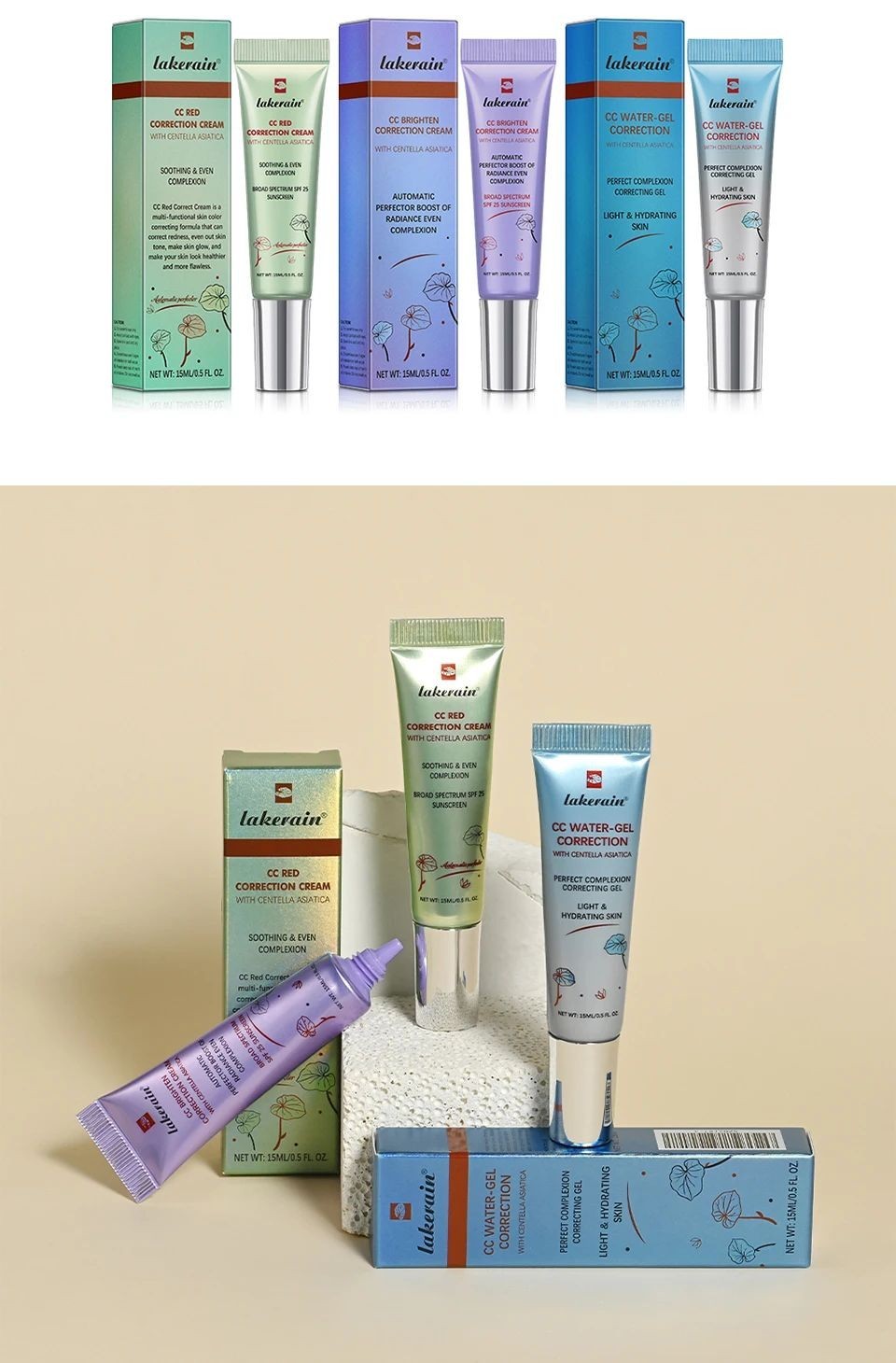 CC Cream Color Changing Liquid Foundation Centella Korean for Face Base Makeup