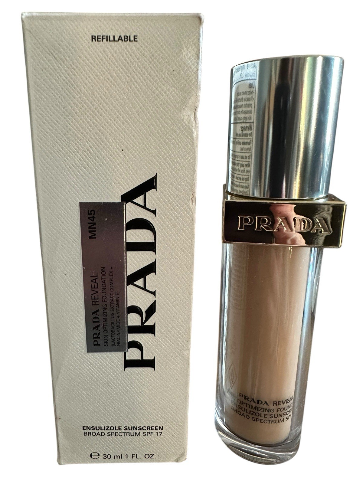 Prada Reveal Refillable Soft Matte Foundation Full Size 1.0oz – MN45 – New BNIB