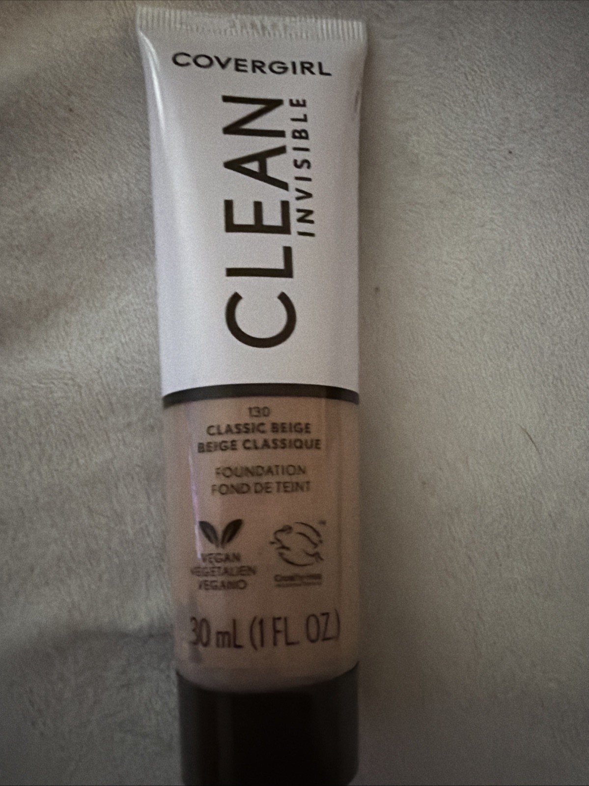 COVERGIRL Clean Invisible 130 Classic Beige Foundation 1FL OZ Vegan Cruelty Free