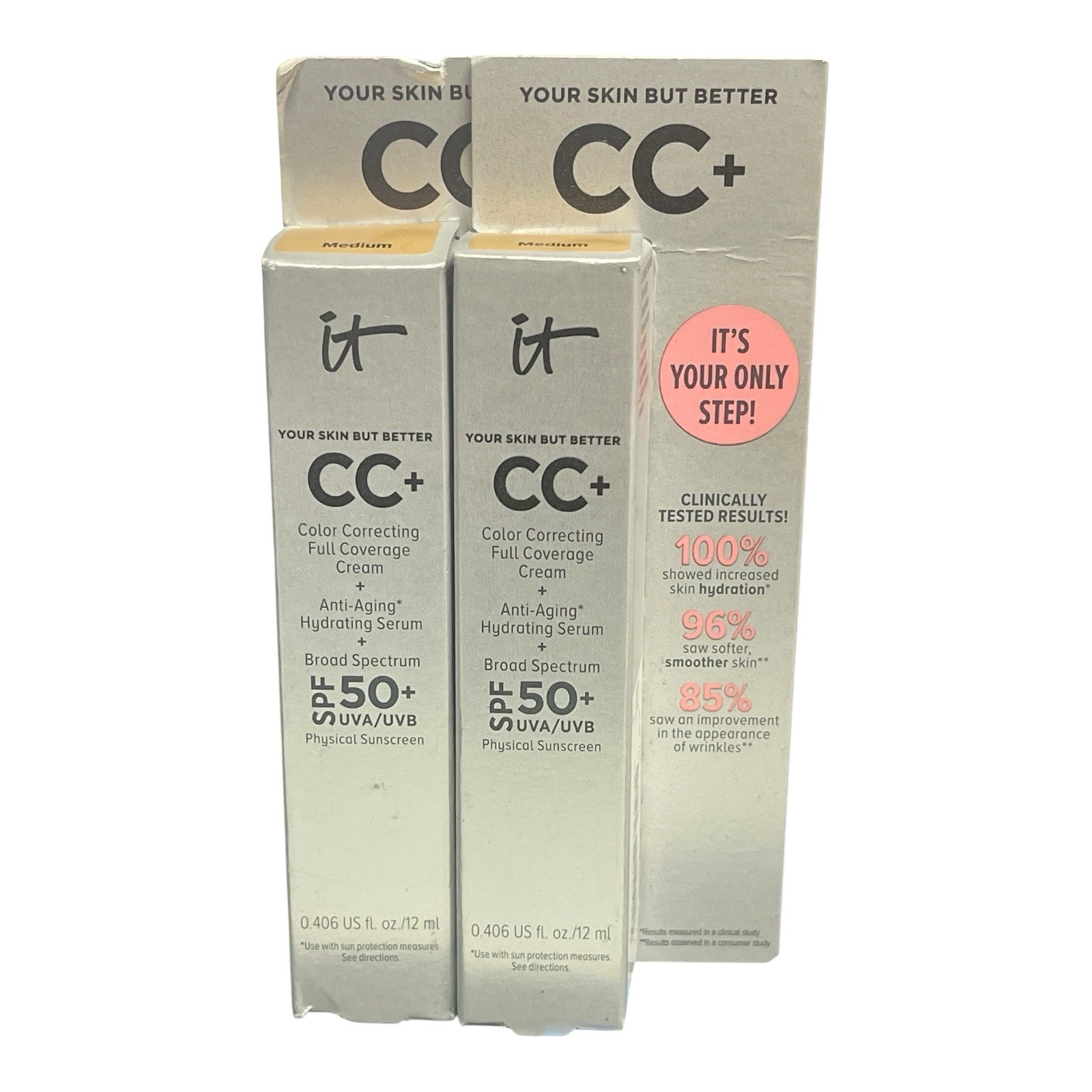 It Cosmetics Your Skin but Better CC+ Cream MEDIUM 05/25 LOT OF 2