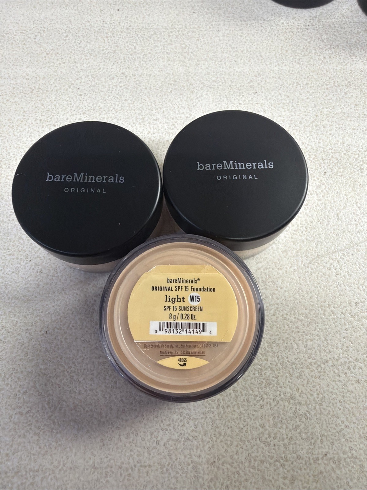 Bareminerals Original Loose Powder Foundation SPF 15 LIGHT W15 Set Of 3 -100%AUT