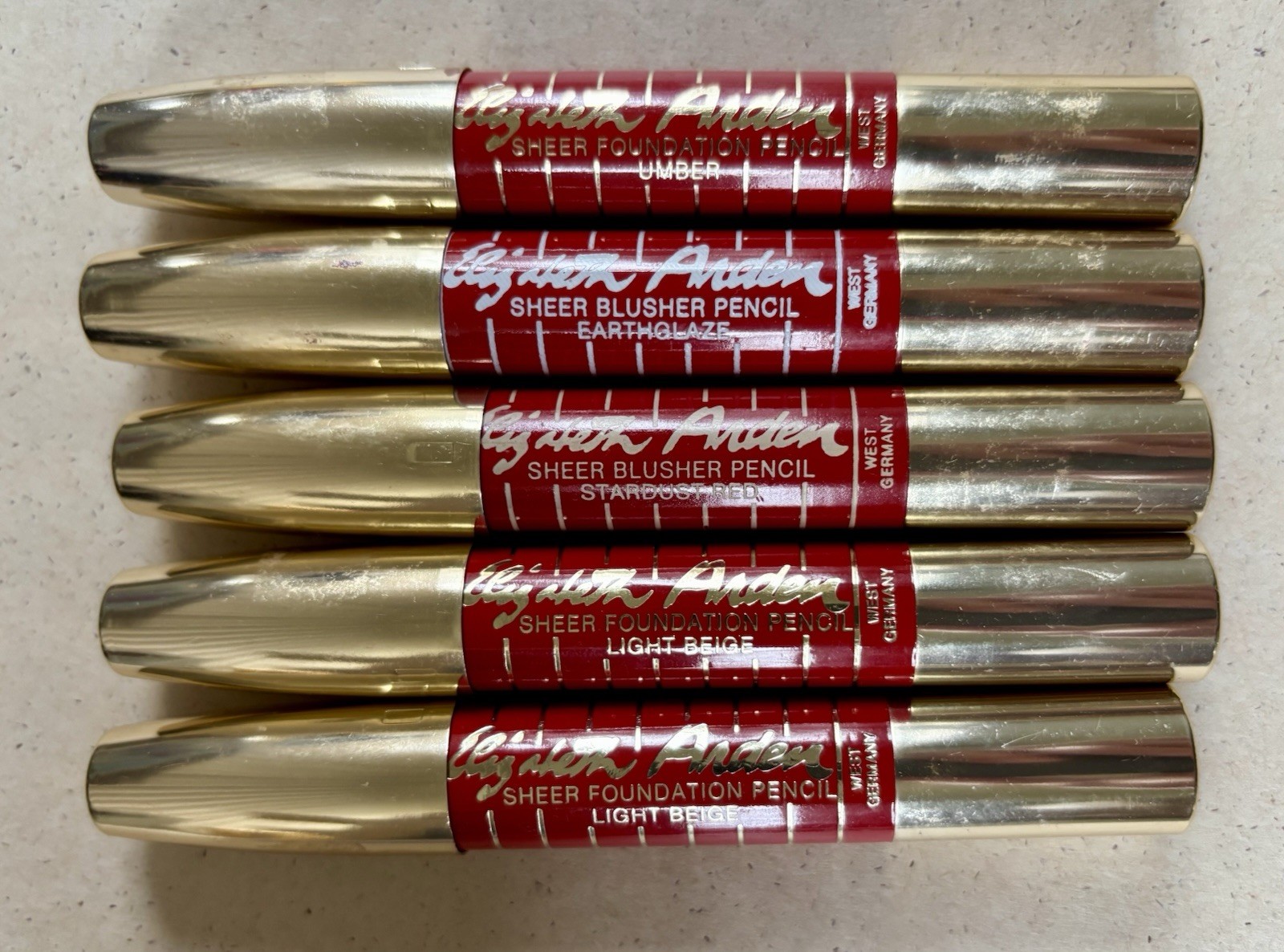 Vintage ELIZABETH ARDEN FOUNDATION•BLUSH PENCILS~LOT OF 5 ASSORTED ~ W.Germany