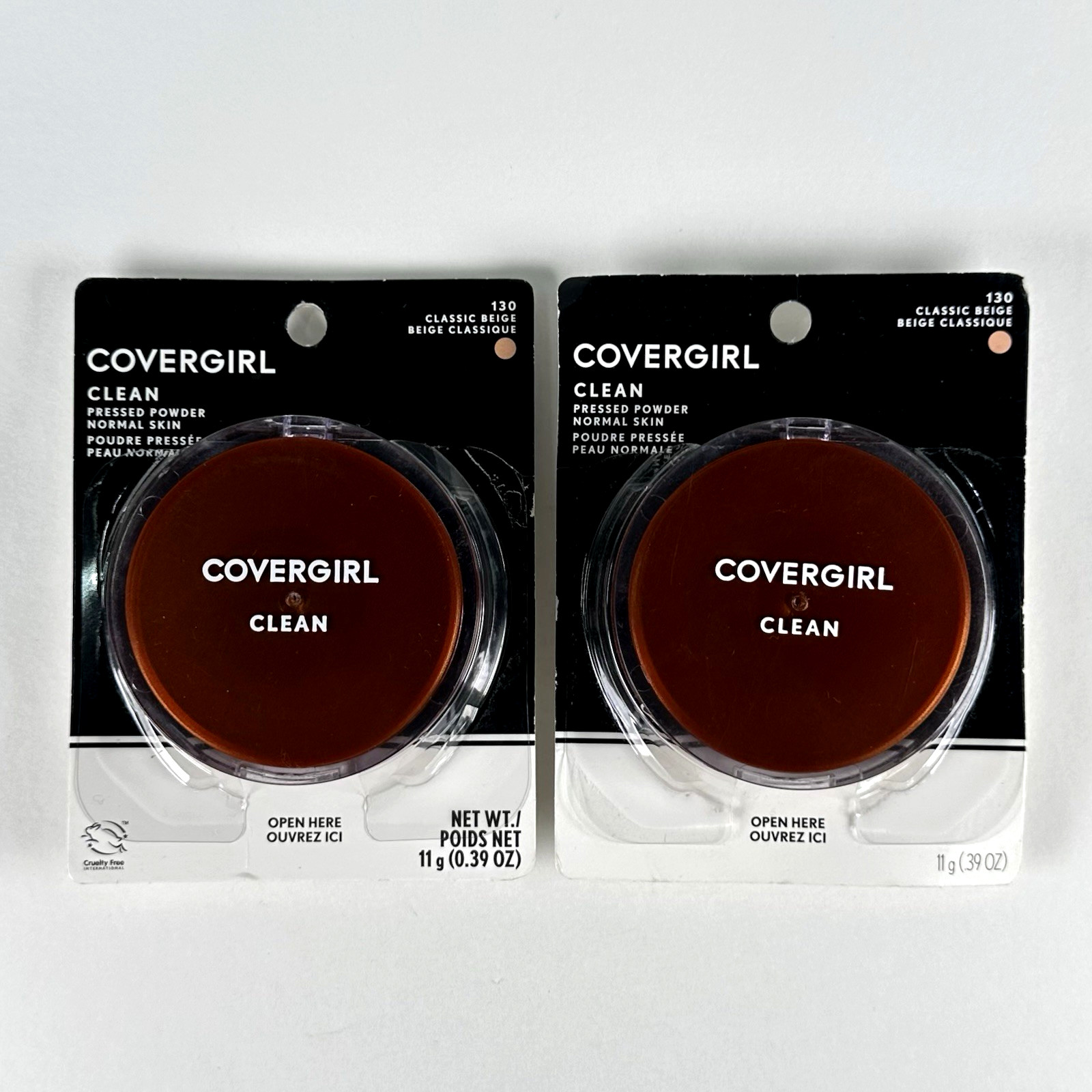 Covergirl Clean Pressed Powder 130 Classic Beige 2 Pack Set Matte 0.39 oz New