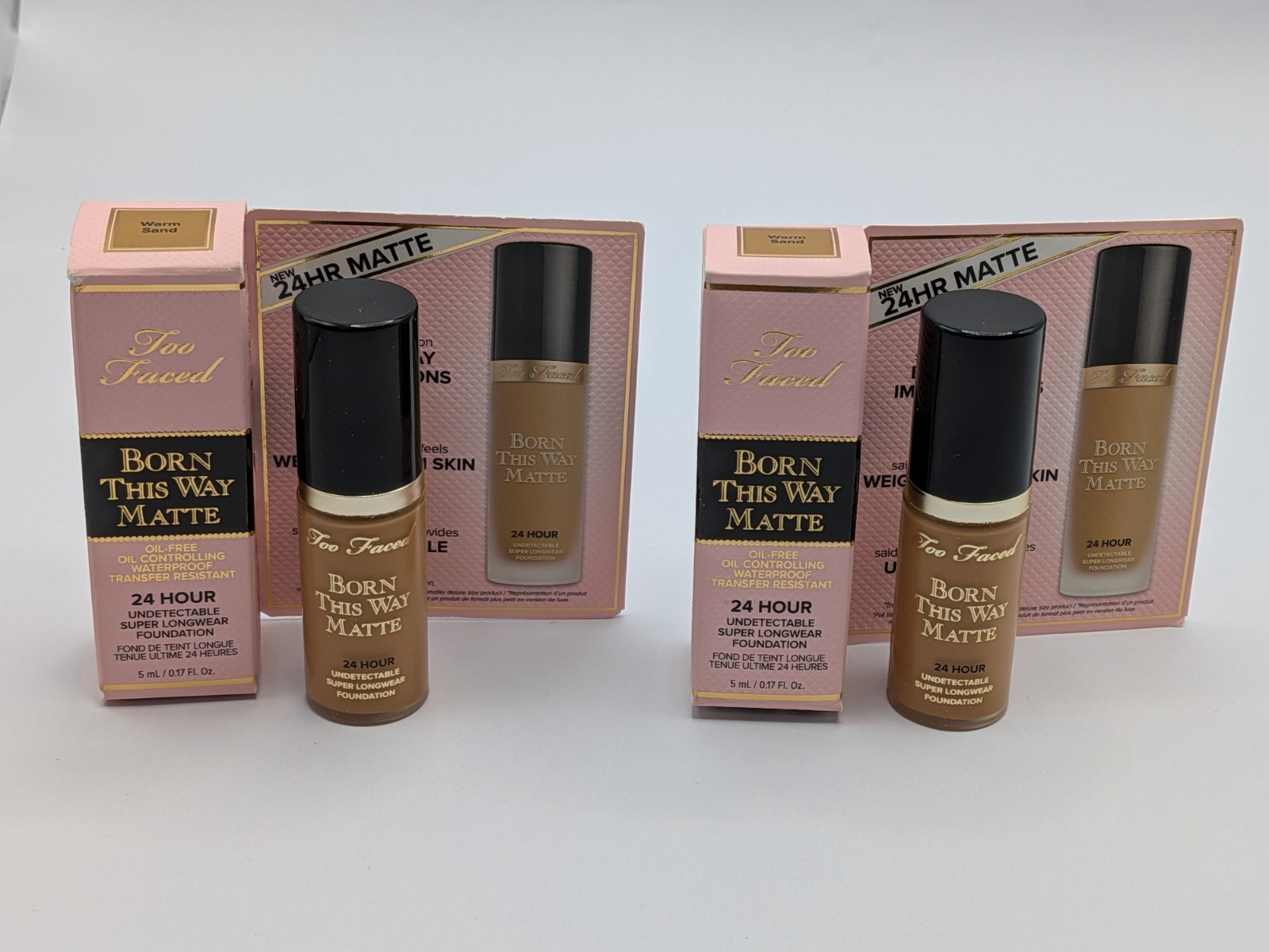 2 Too Faced Born This Way Matte 24 Hour Foundation WARM SAND Mini 0.17oz 5ml EA