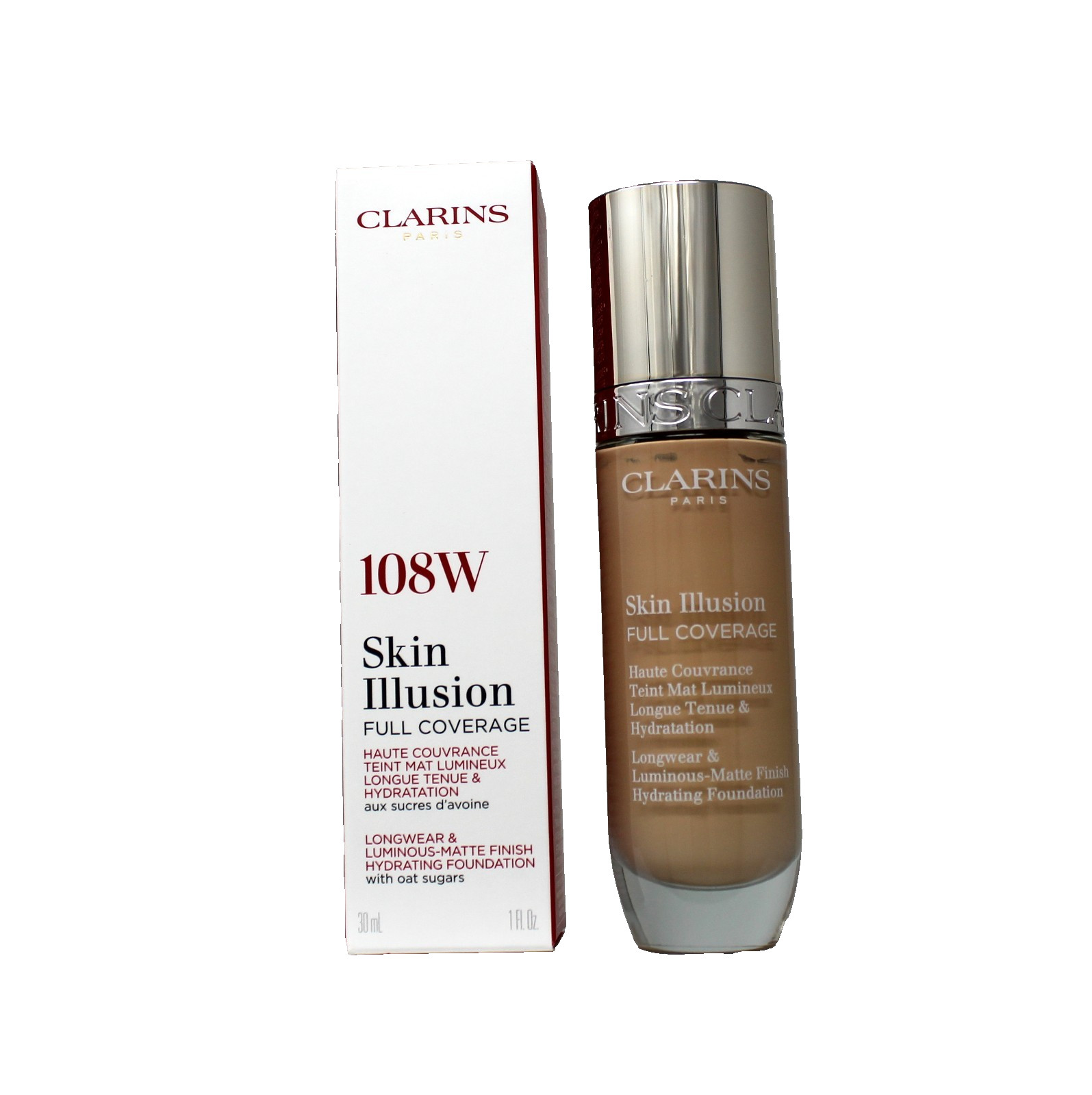 CLARINS SKIN ILLUSION VELVET FOUNDATION 30 ML/1 FL.OZ. #108W