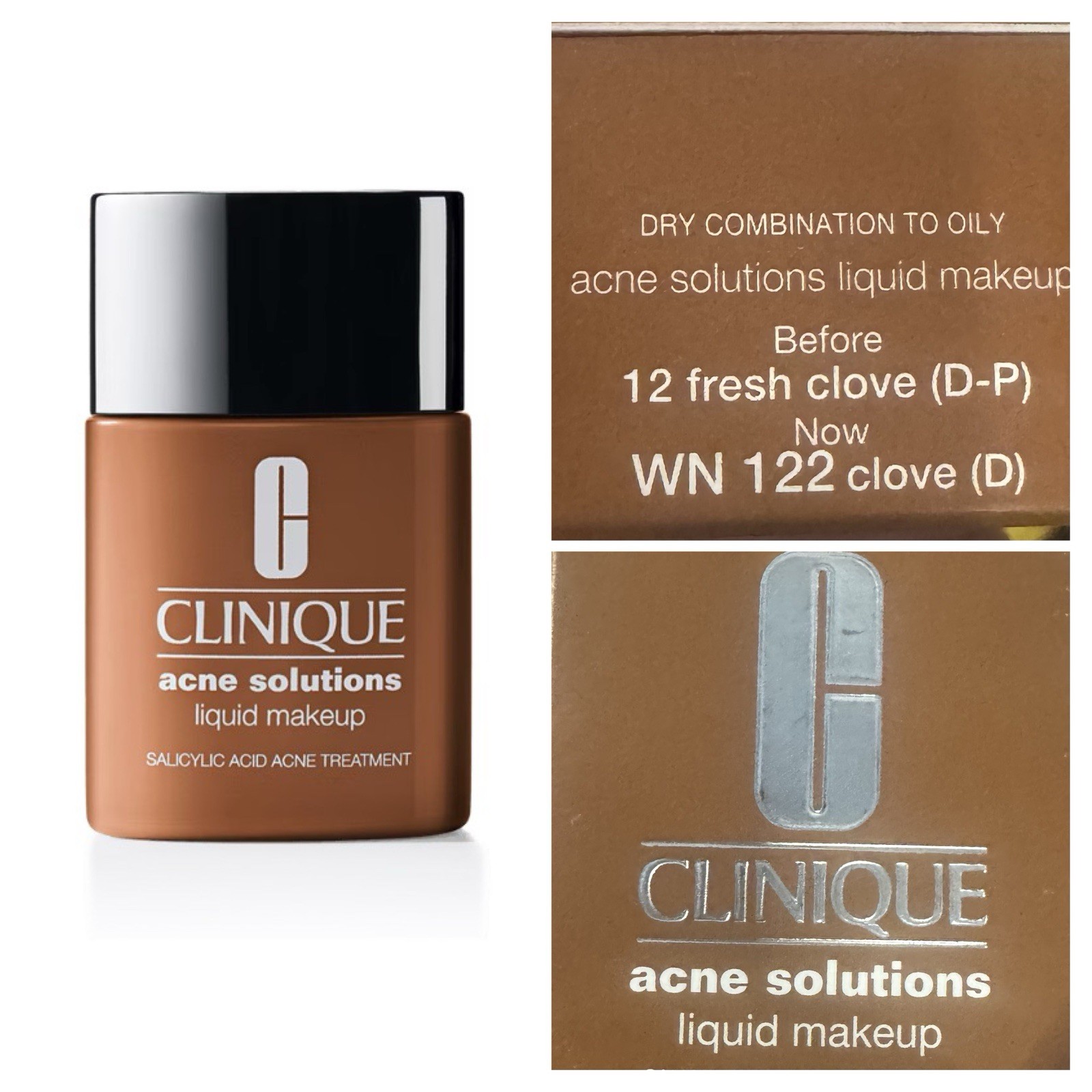 Clinique Acne Solutions Liquid Makeup WN112 Clove Dry Combo-Oily 1oz New Boxed