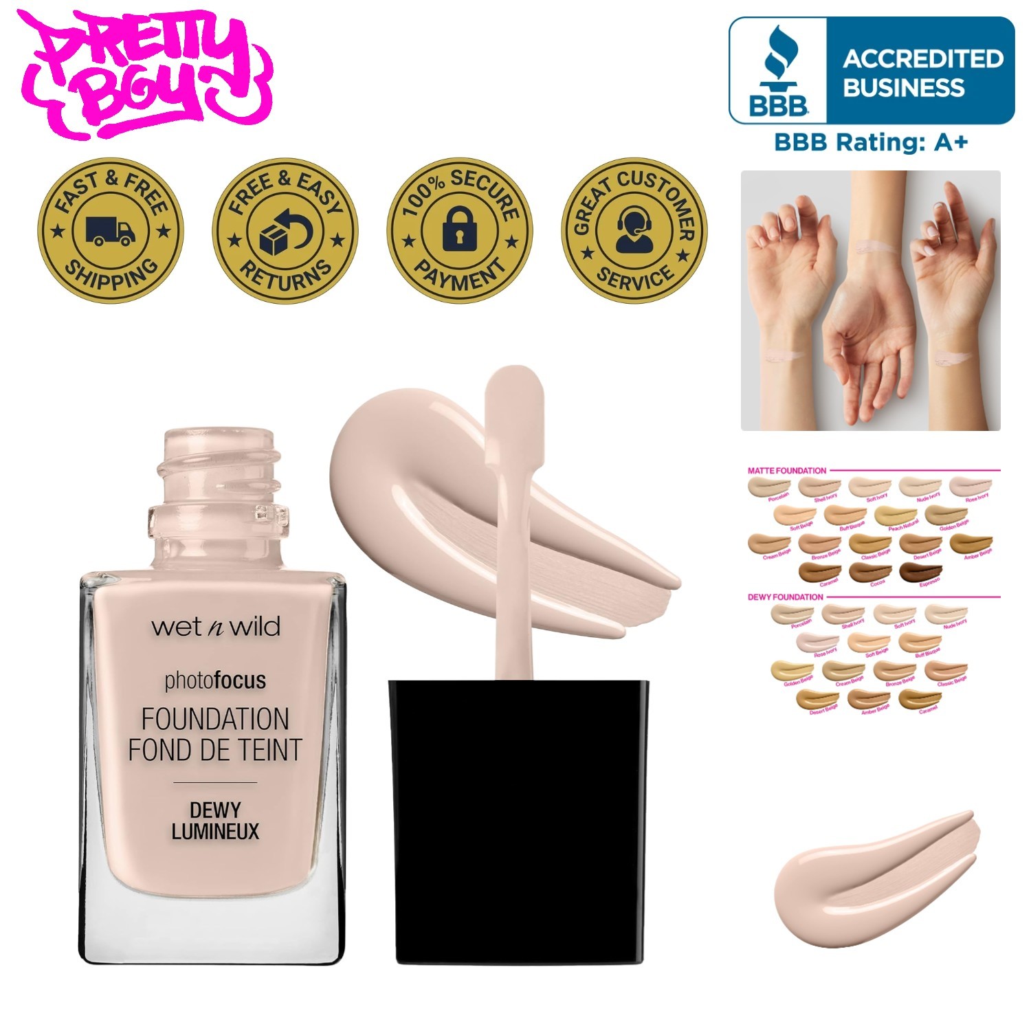 Cruelty-Free Dewy Foundation – Medium Coverage for All Skin Types, Rose Ivory