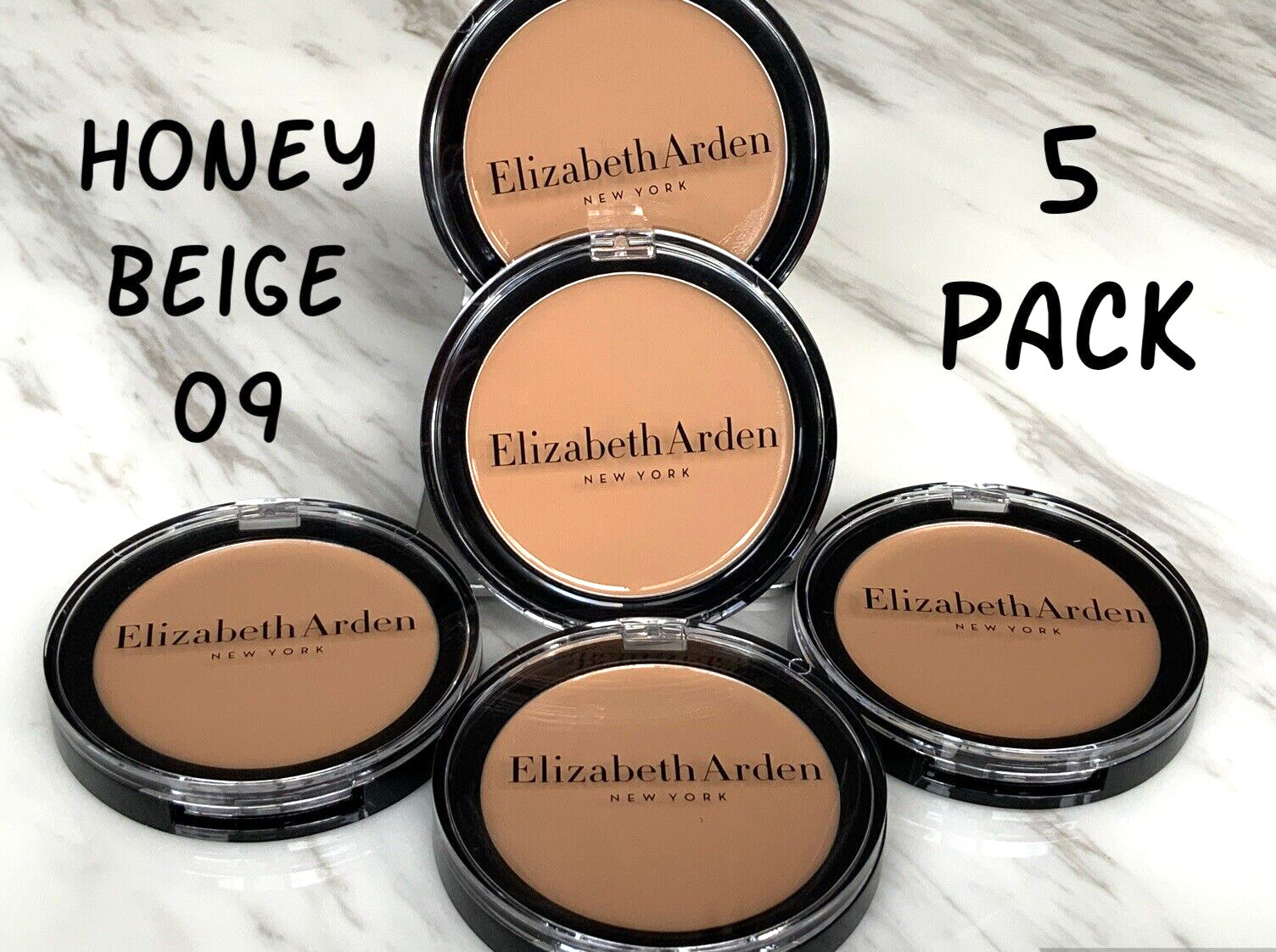 5x ELIZABETH ARDEN Flawless Finish Sponge-On Cream Foundation 09 HONEY BEIGE x5