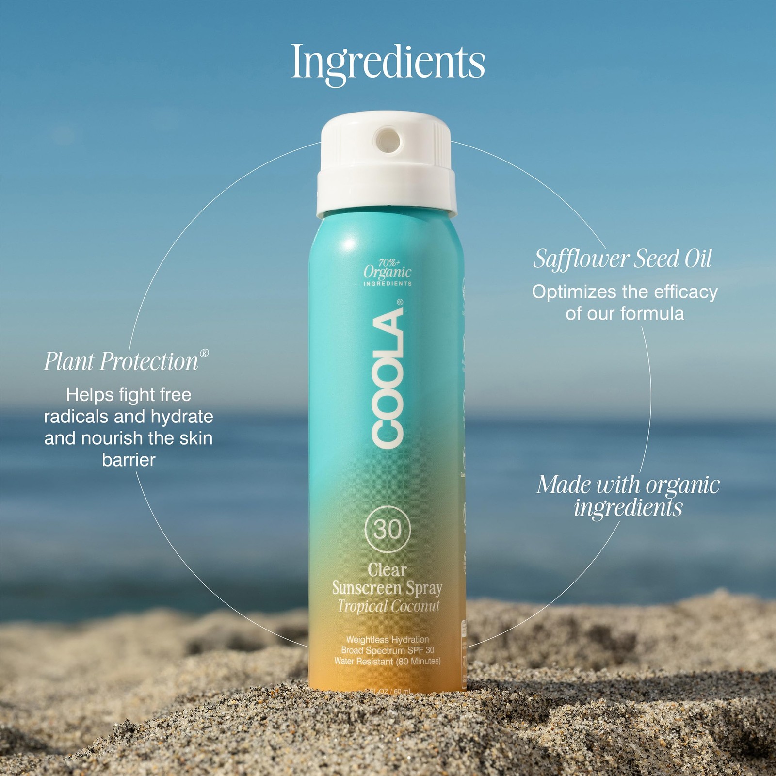 COOLA Organic Sunscreen SPF 30 Sunblock Spray, 2 Fl Oz (Pack of 1)