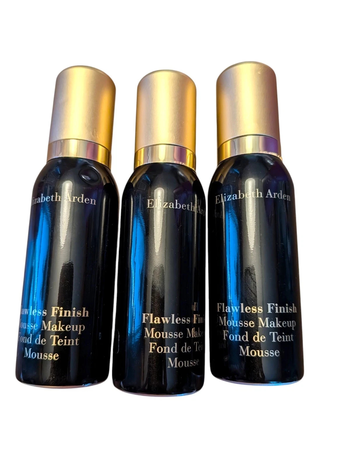 3x Elizabeth Arden Flawless Finish Mousse Makeup 01 Champagne 50ml Each NWOB