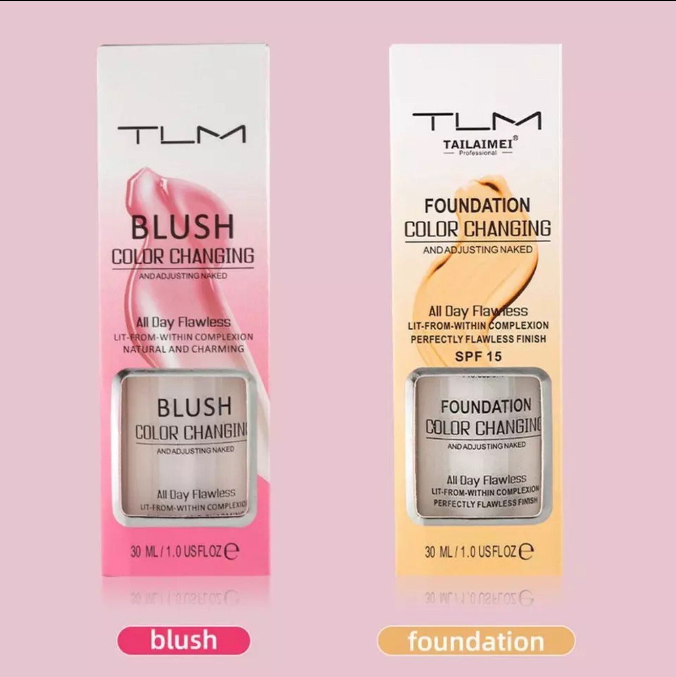 TLM Color Changing Foundation +Color Changing Blush , Liquid Base TLM Concealer