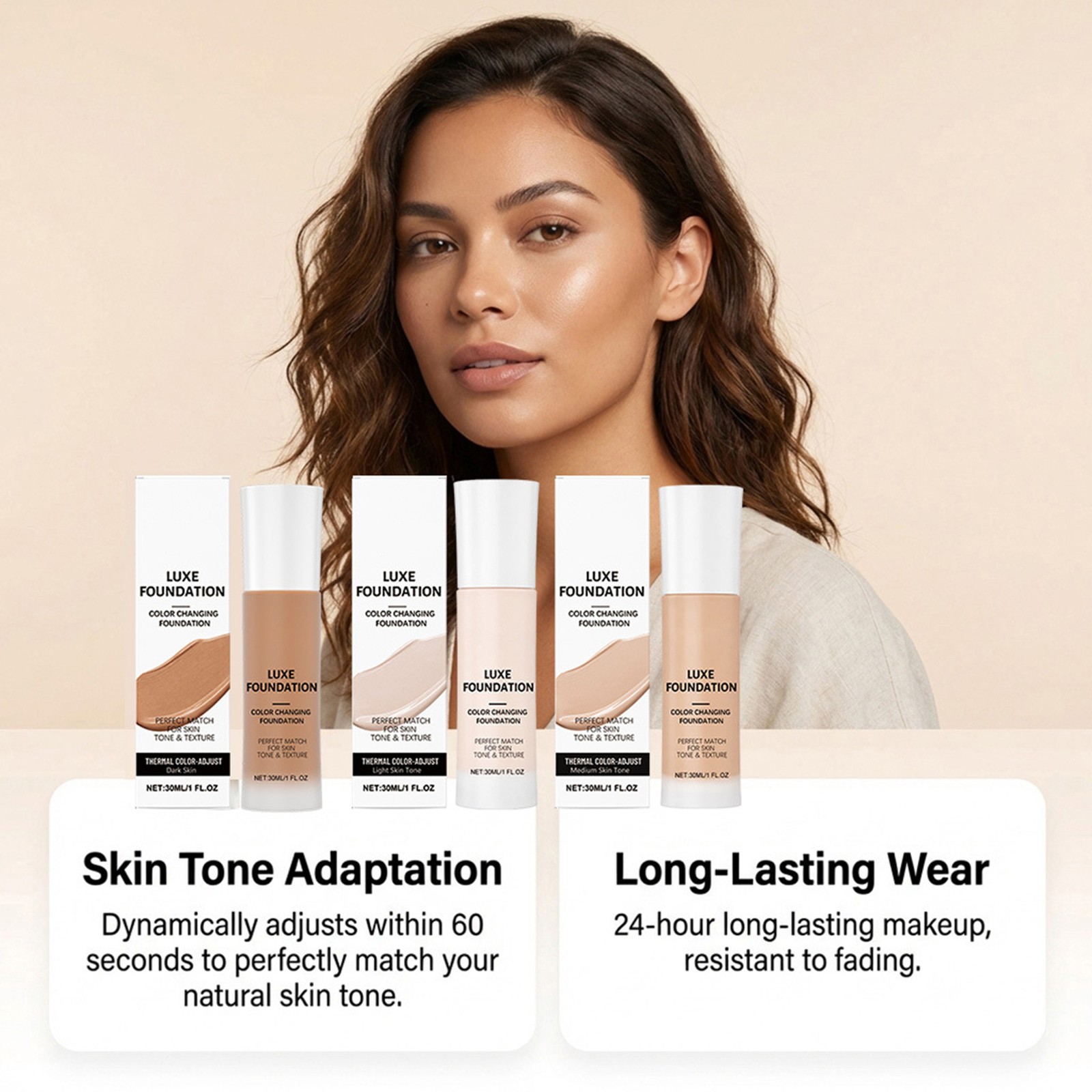 LUXE Intelligent Color Correcting Foundation, 30ml Long-lasting Finish Natural