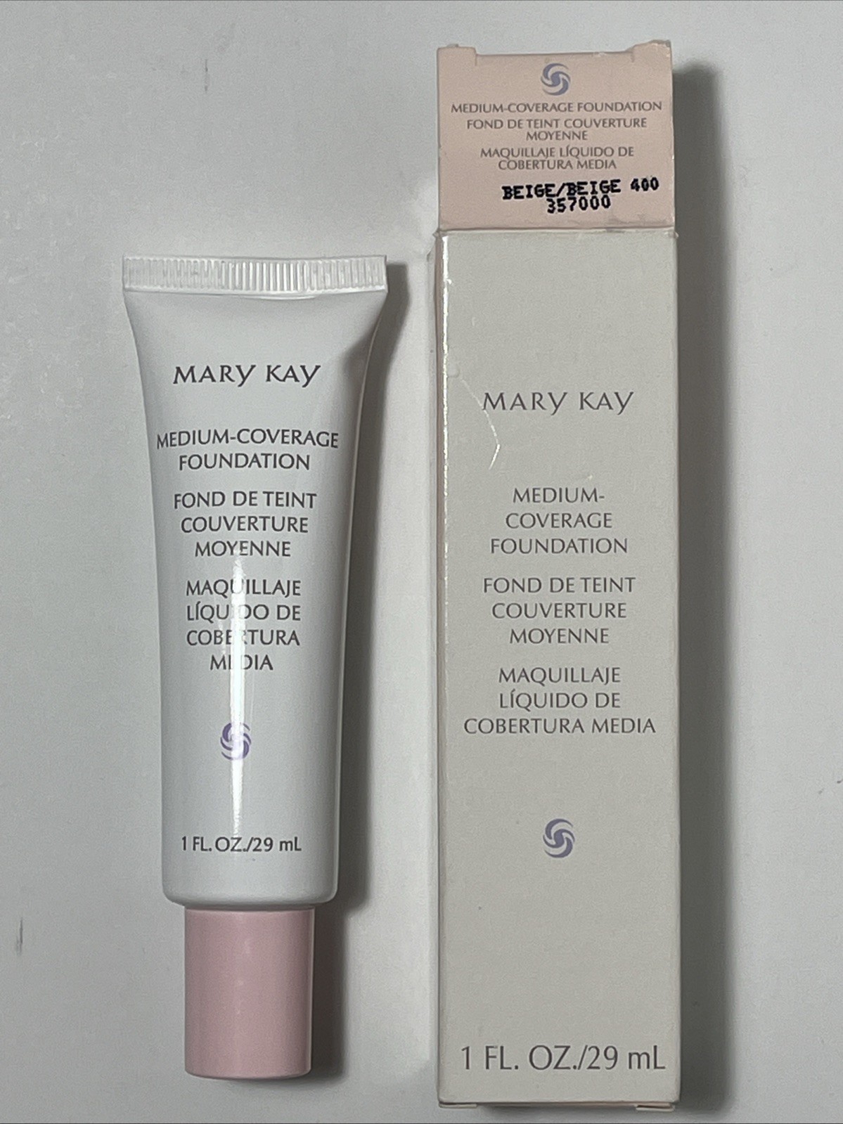 Mary Kay Medium Coverage Foundation BEIGE 400 #357000 Pink Cap Discontinued NIB