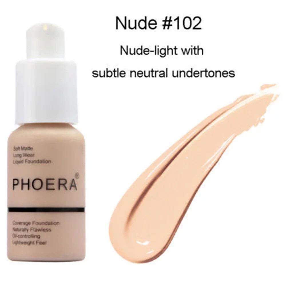 PHOERA Foundation Professional Makeup Full Coverage Fast Base Brighten long-last