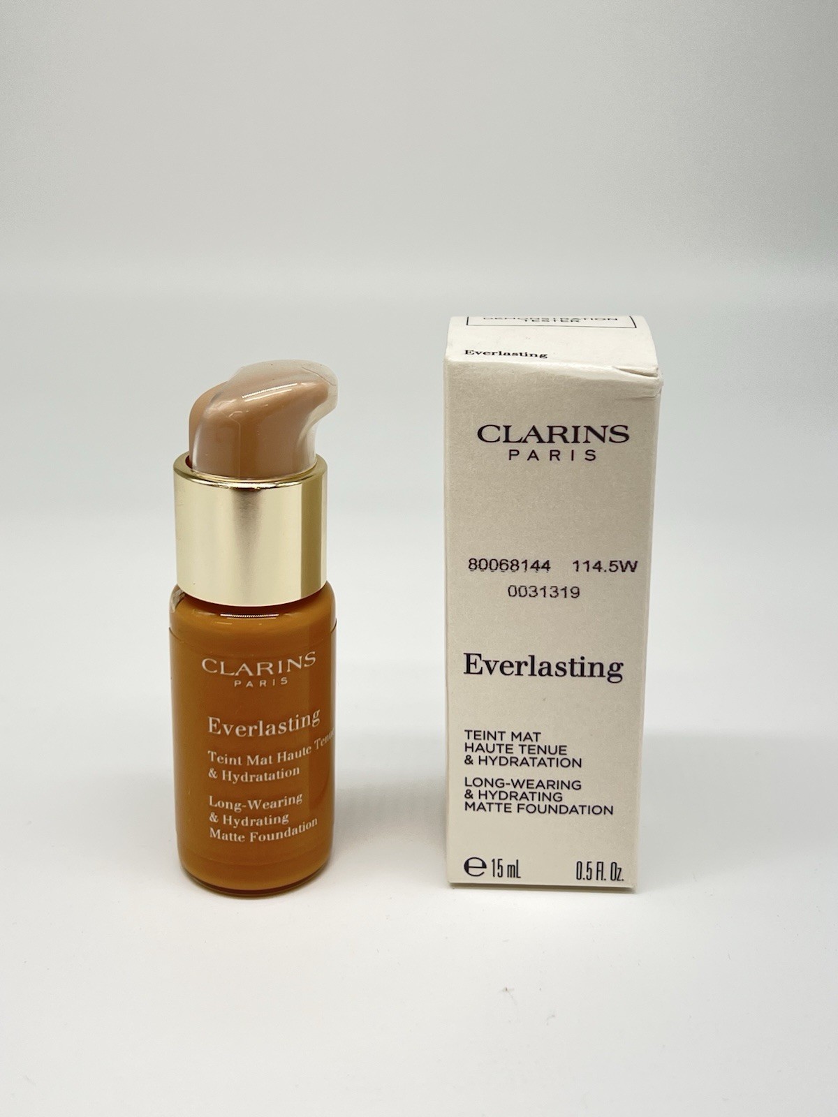 Clarins Everlasting Full Coverage Hydrating Foundation – 114.5W Sepia – 0.5 oz
