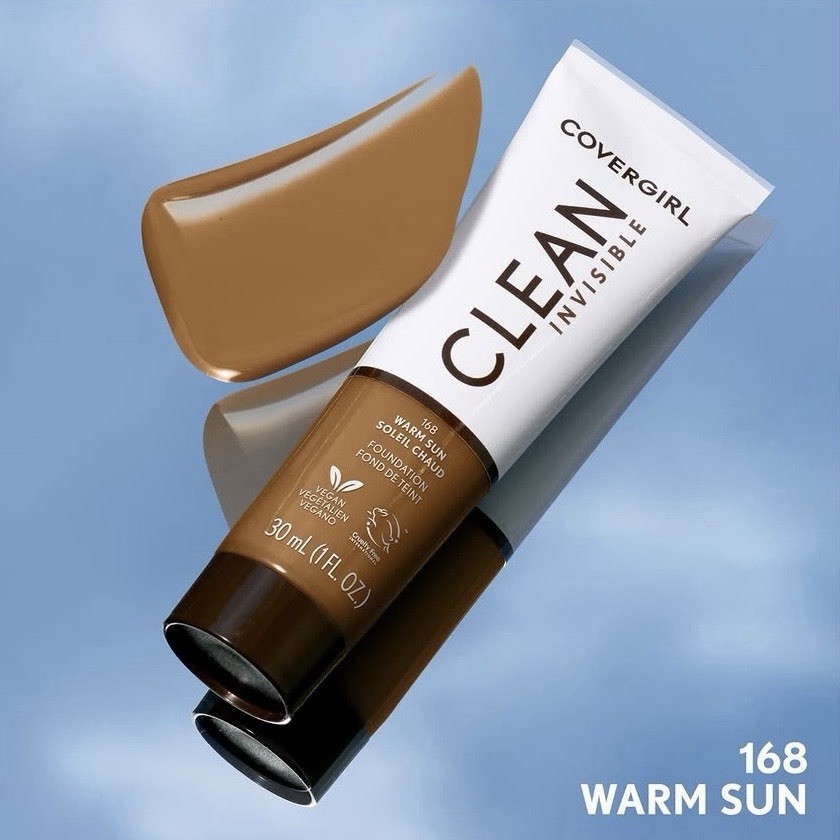 COVERGIRL Clean Invisible Foundation WARM SUN #168 ~ Full Size 1 fl oz ~ Sealed