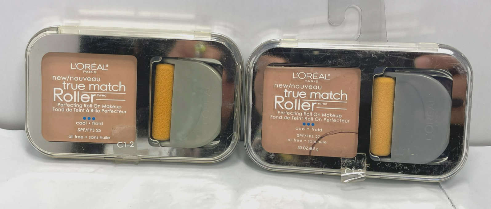 (2) L’OREAL True Match ROLLER Makeup Cool C1-2 Alabaster/Natural Ivory **AS-IS