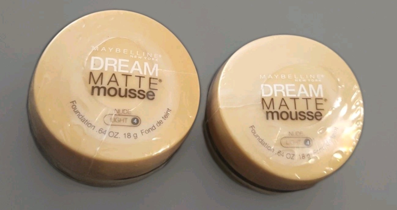 Lot of 2 Maybelline Dream Matte Mousse Foundation Nude Light 4 New Sealed 0.64oz
