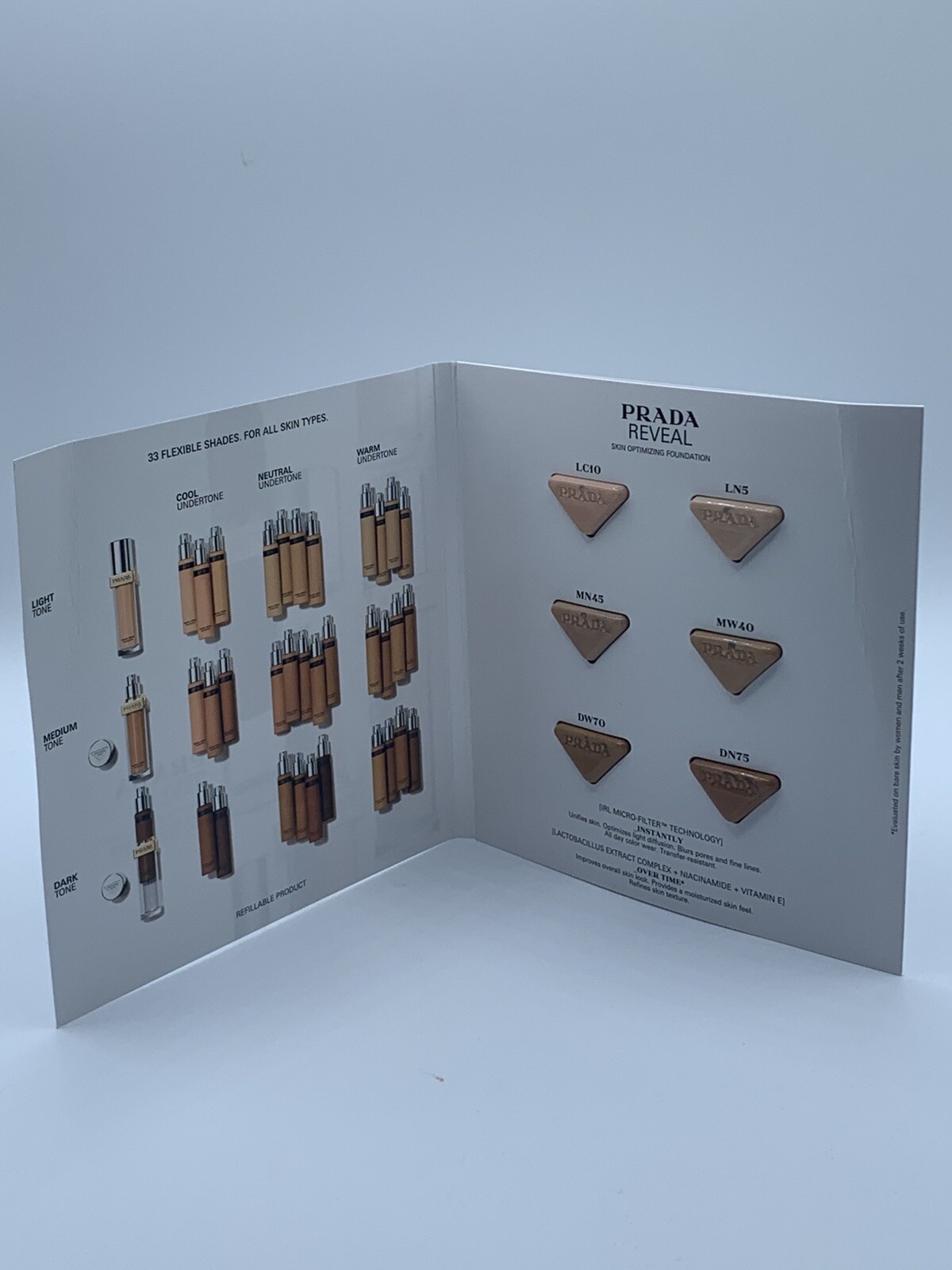 Prada Reveal Skin Optimizing Foundation 6-Shade Sample Card
