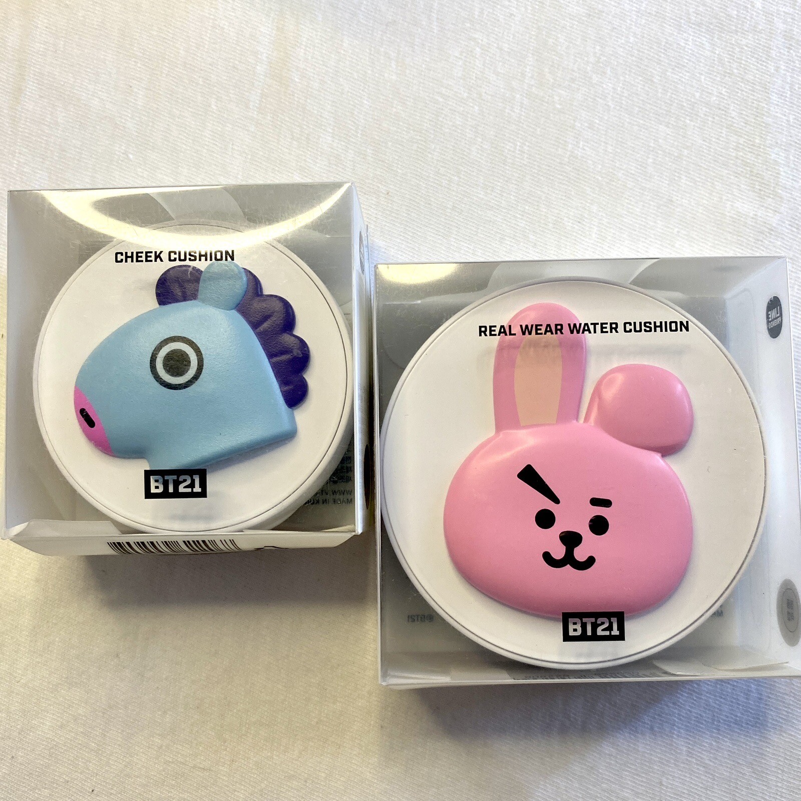 Lot Of 2 BT21 / VT Real Wear Water Cushion #21 Beige Cheek Cushion #3 New