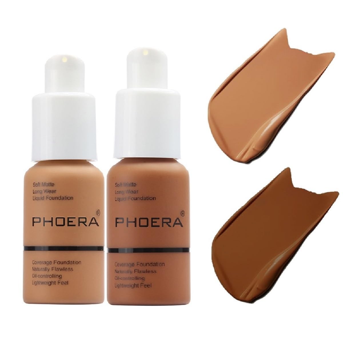 Flawless PHOERA Foundation Duo in Tan & Mocha – 24HR Oil Control & Waterproof