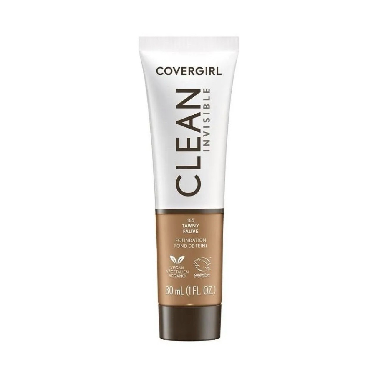 COVERGIRL Clean Invisible Liquid Foundation 165 Tawny Vegan Cruelty-Free 1 fl oz