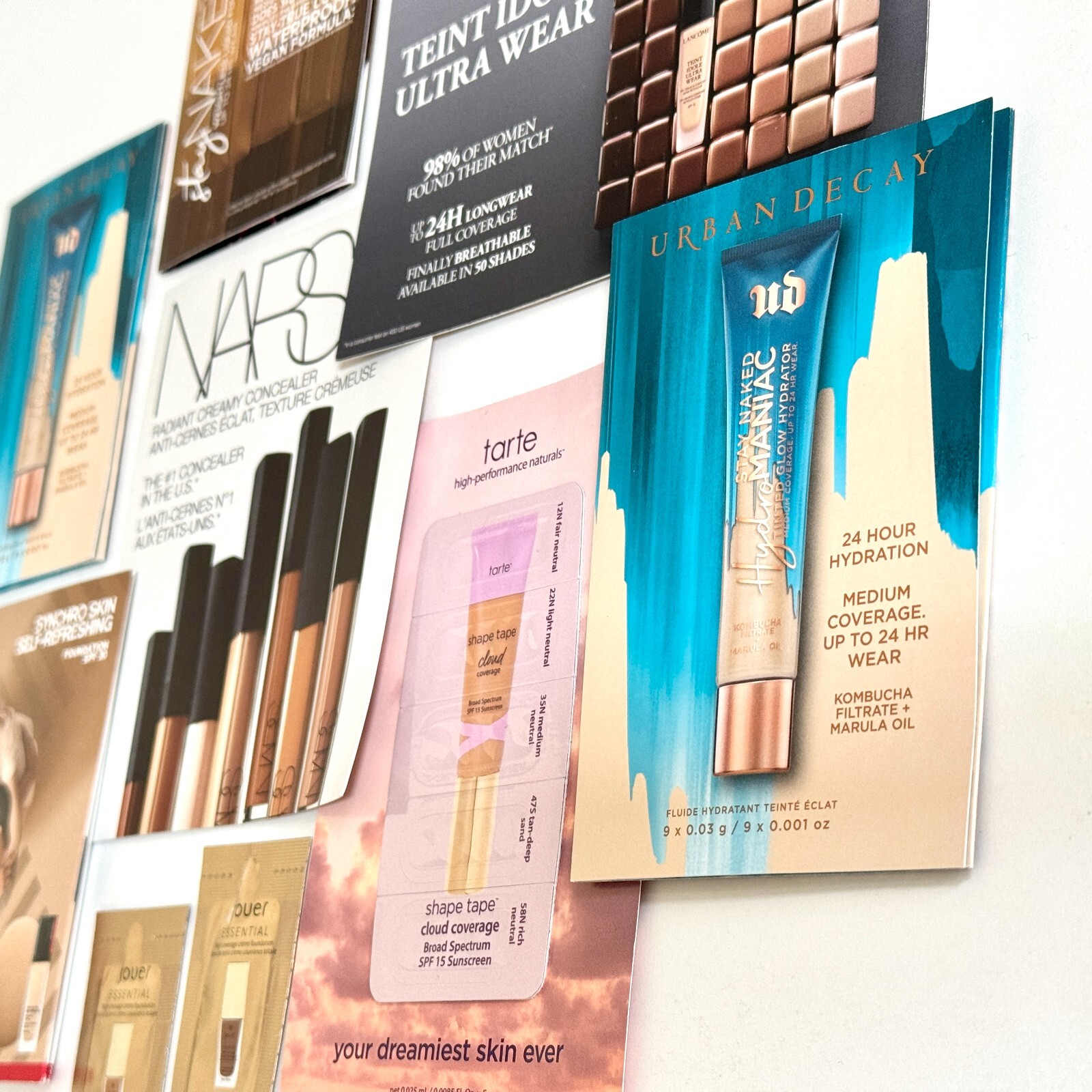 Assorted Sample Set Card Lot x9 Foundation Concealer NAKED NARS Jouer Shiseido