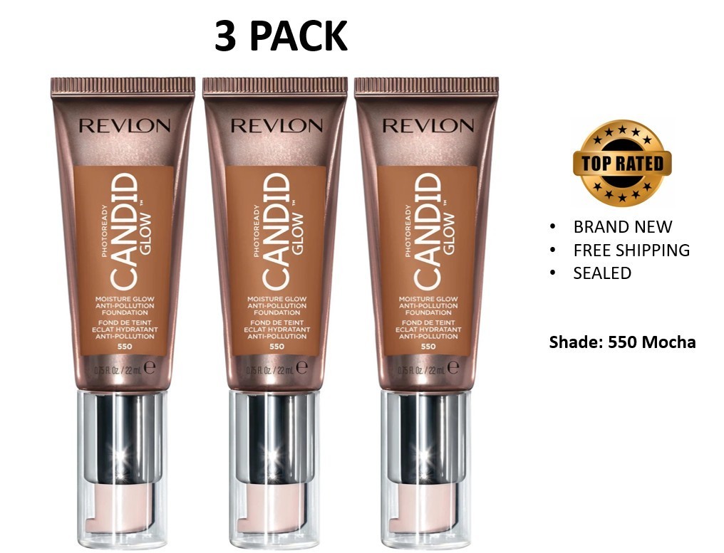 Revlon Photoready Candid Glow Anti-Pollution Foundation 3 PACK 550 Mocha