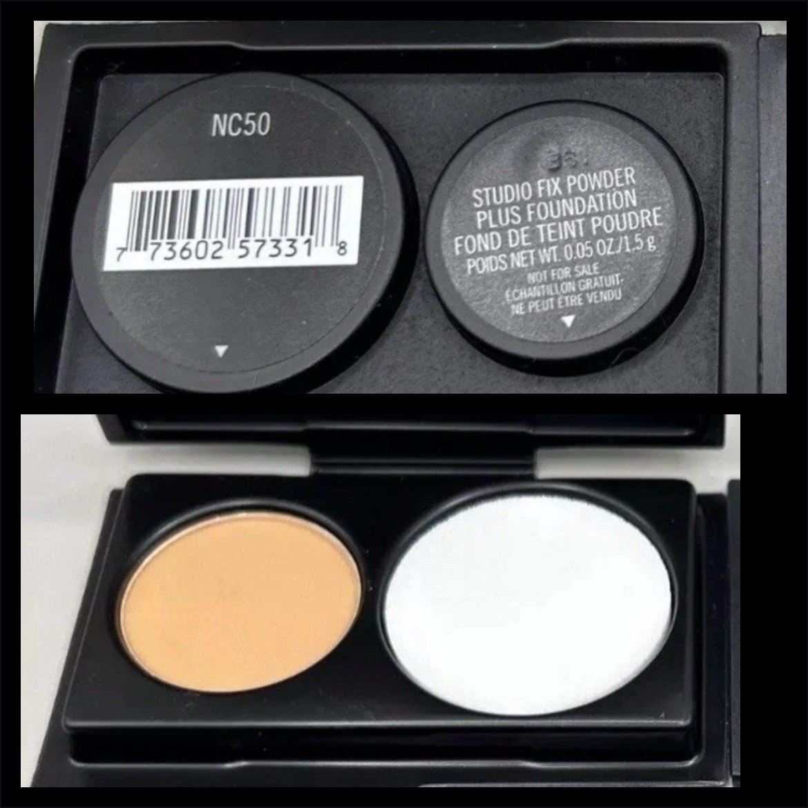 Lot of 2 MAC Studio Fix Powder Plus Foundation NC50 w/Sponge 1.5g Each Original