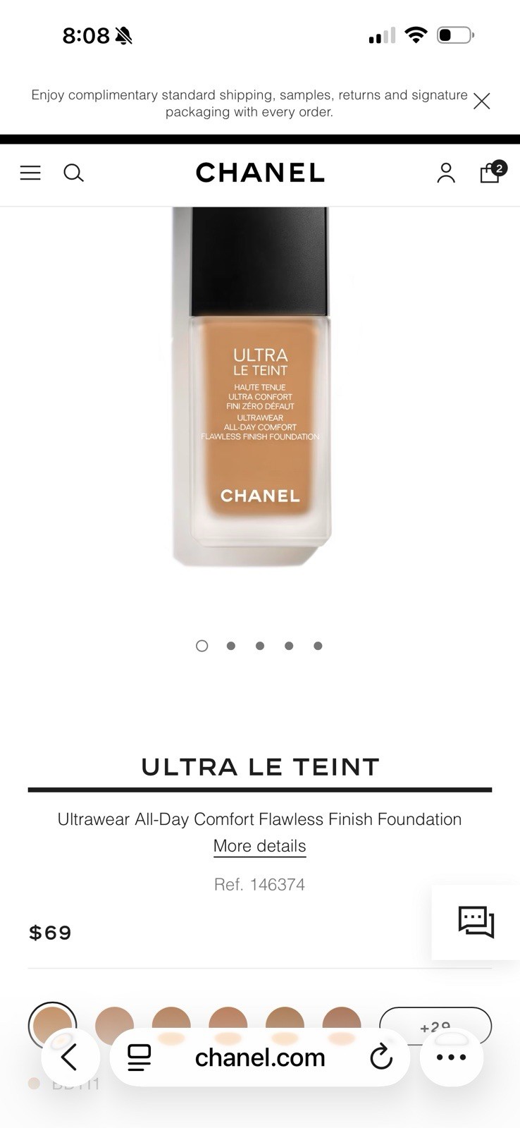New Chanel Ultra Le Teint Foundation BD111 1 Oz 30mL Longwear Flawless Finish