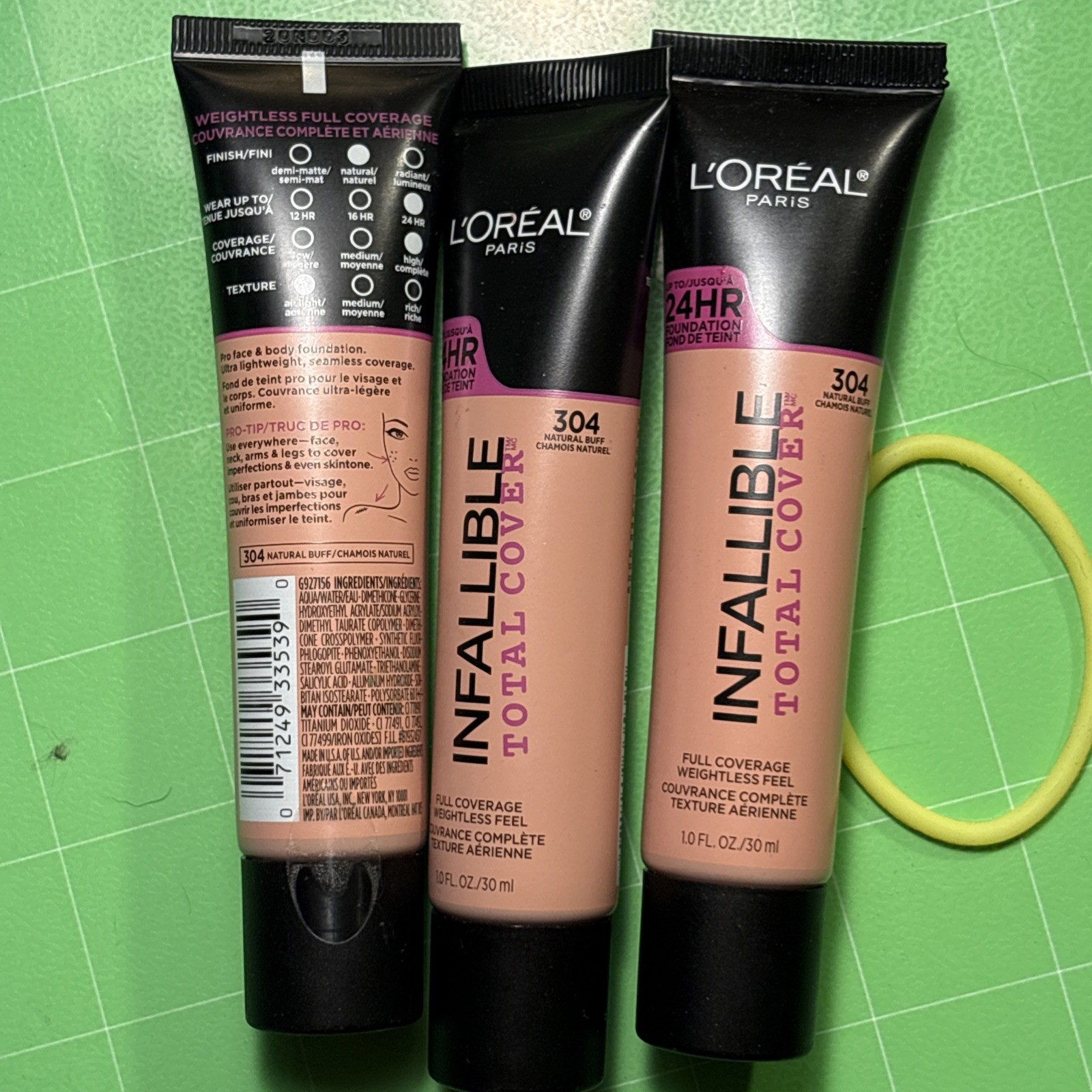 3-Loreal Paris 24 hr INFALLIBLE Total Cover Foundation #304 NATURAL BUFF Sealed