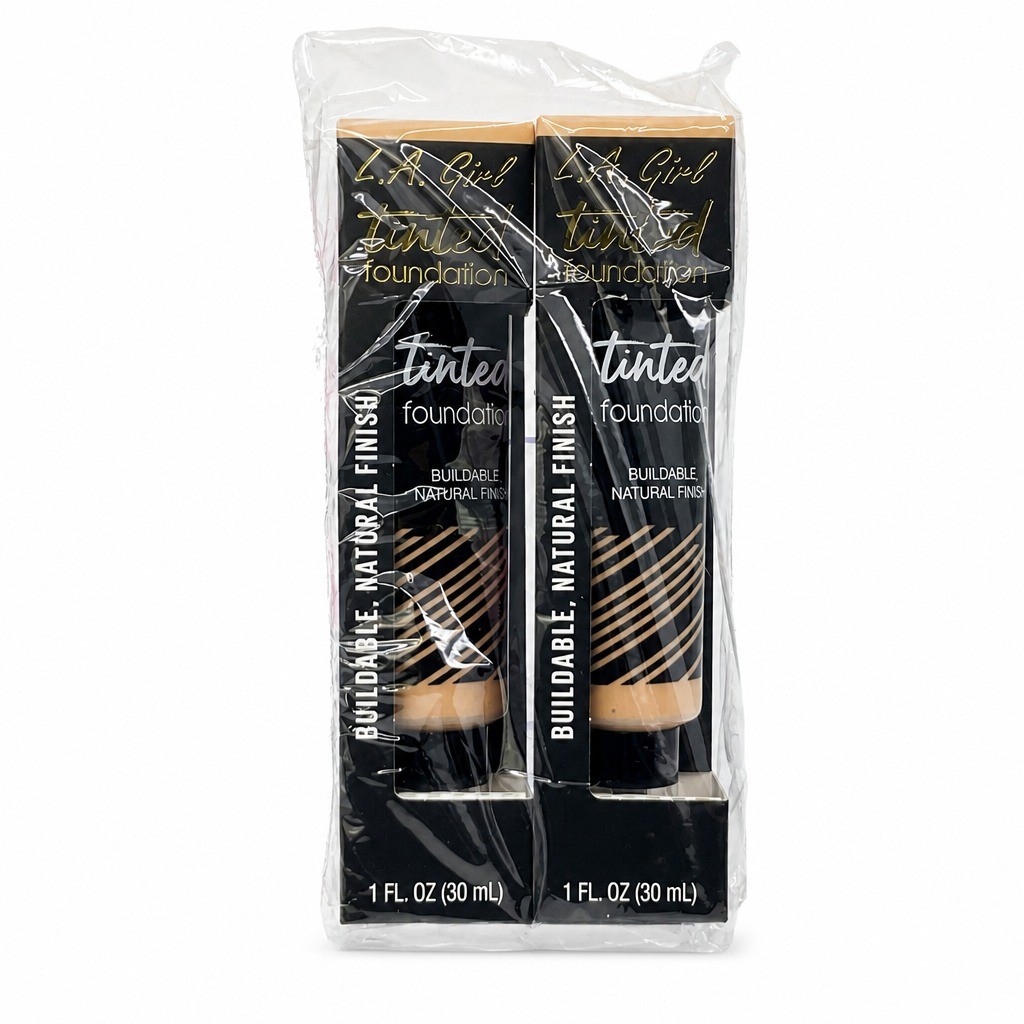 L.A. Girl Tinted Foundation Warm Beige GLM756 Buildable Coverage, 2 pack