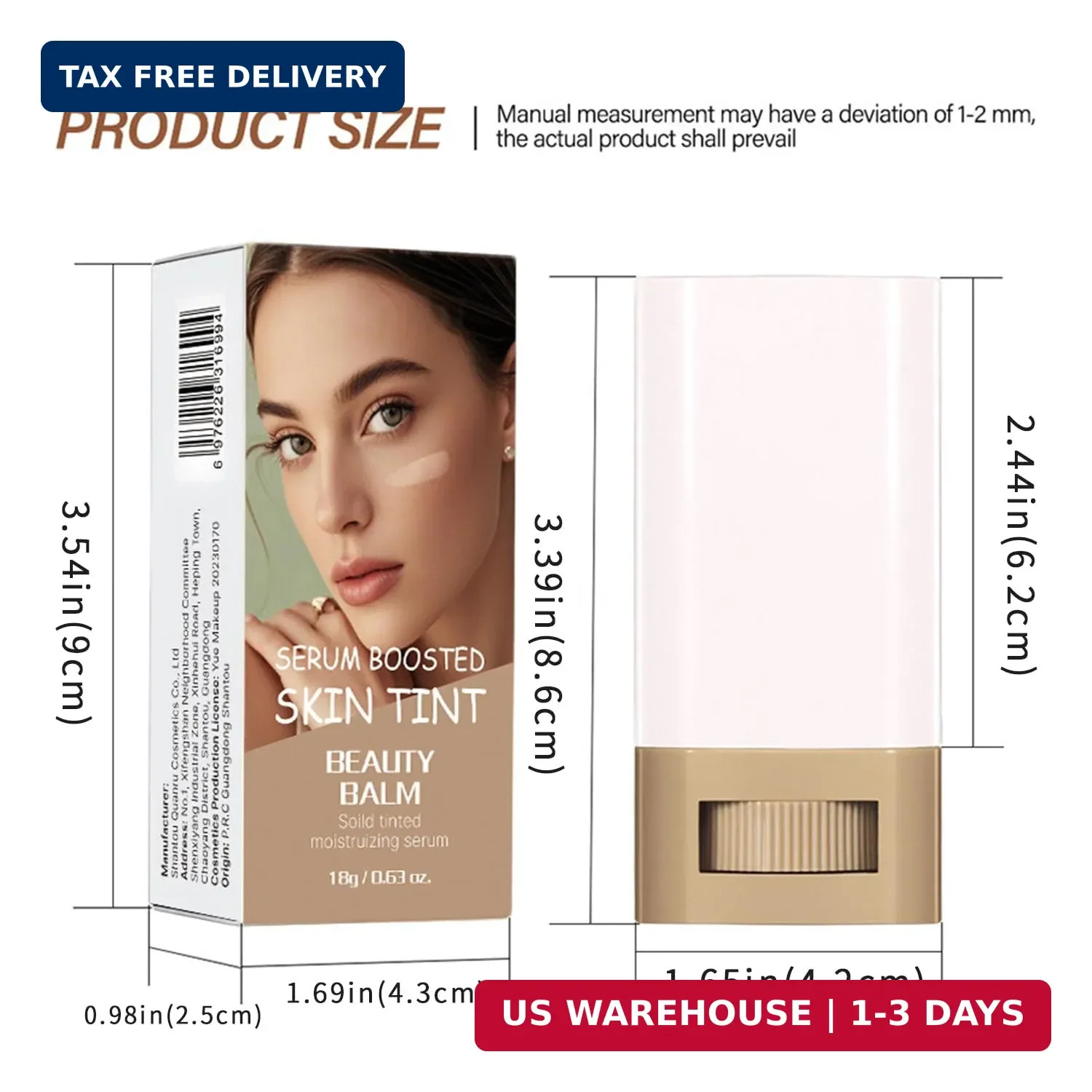 Foundation Stick – Skin Tint & Contour Stick, Serum-Boosted Beauty Balm, Buildab