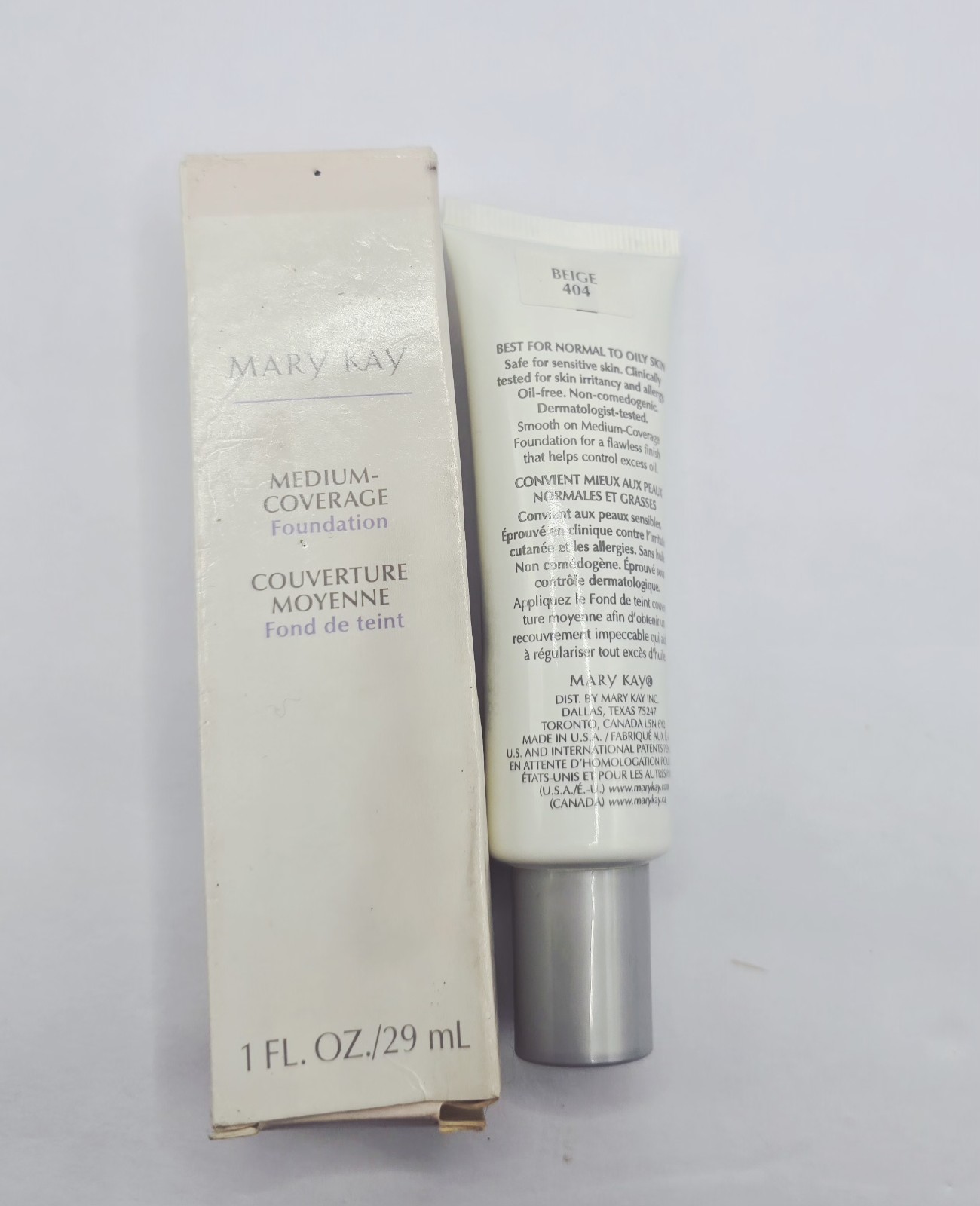 Mary kay Medium coverage foundation Beige 404. New With Box Discontinued