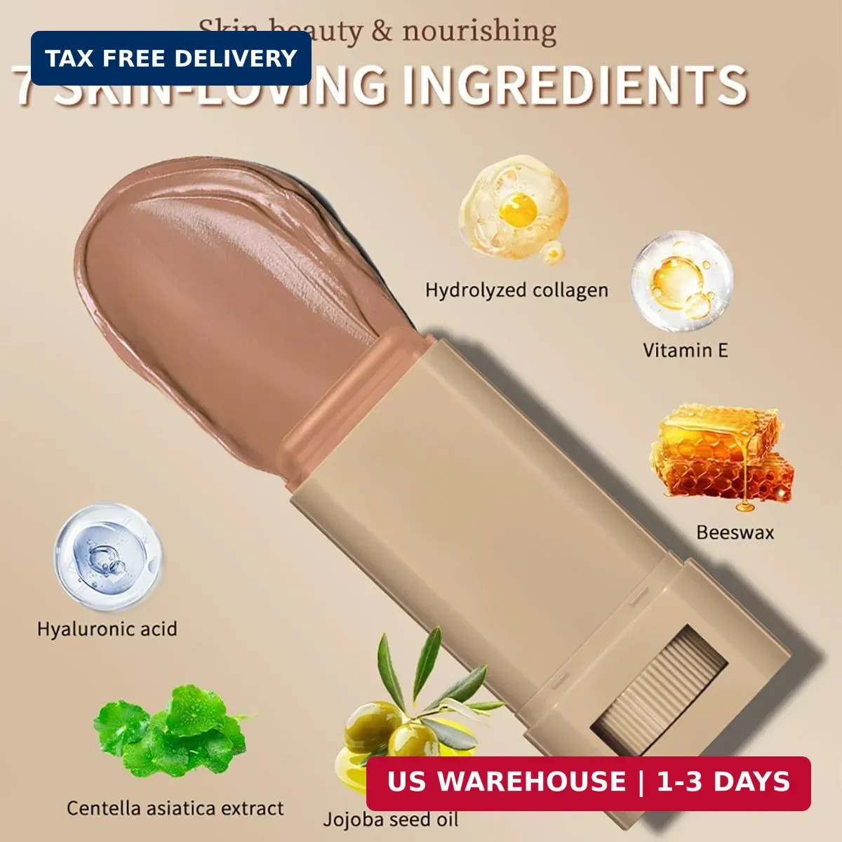 6 Colors Foundation Stick Beauty Balm Serum Boosted Skin Tint, Long-Lasting Cove