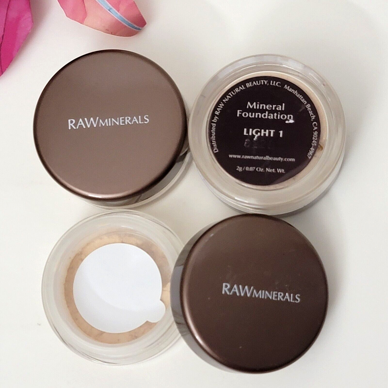 3 pk RAW MINERALS Mineral Foundation 0.07 oz / 2 g LIGHT 1 SEALED