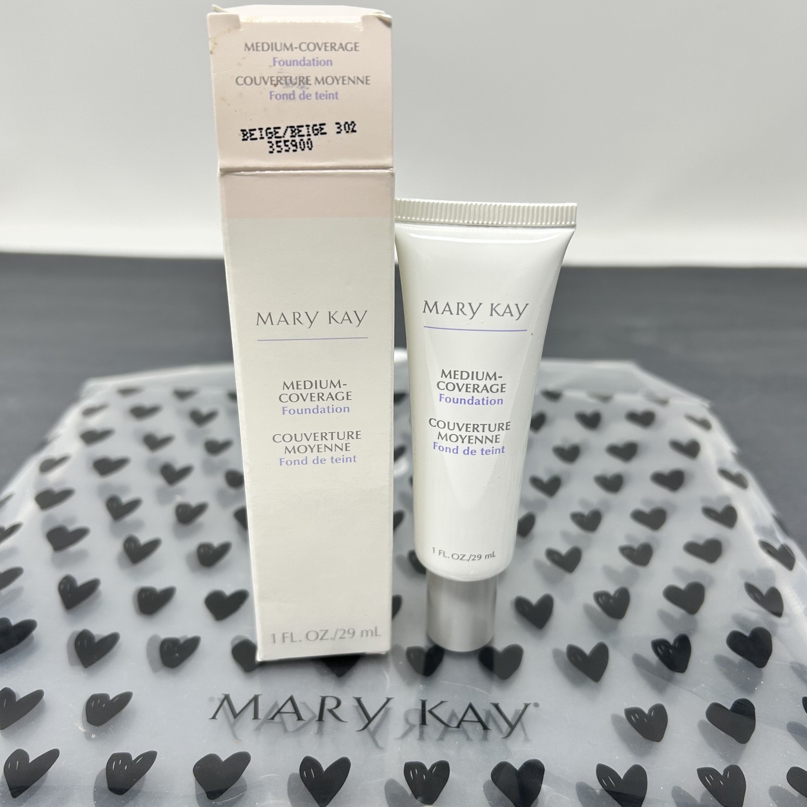 New MARY KAY Medium Coverage Foundation BEIGE 302 355900 Gray Cap Normal To Oily