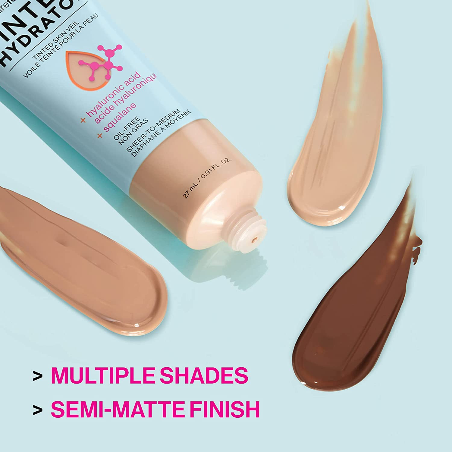 Bare Focus Tinted Hydrator Tinted Skin Veil, Lightweight Buildable Coverage with