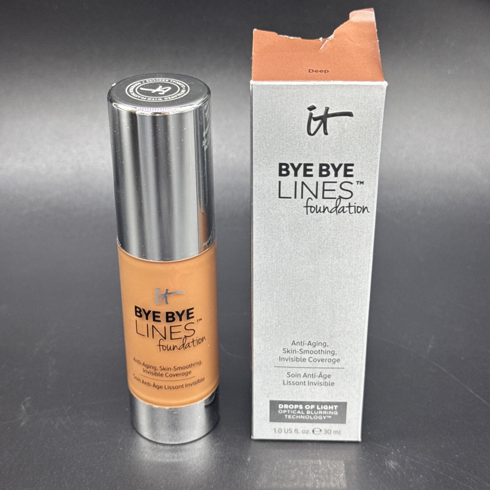IT Cosmetics Bye Bye Lines Foundation Anti-Aging Skin Smoothing – Deep – 1 oz