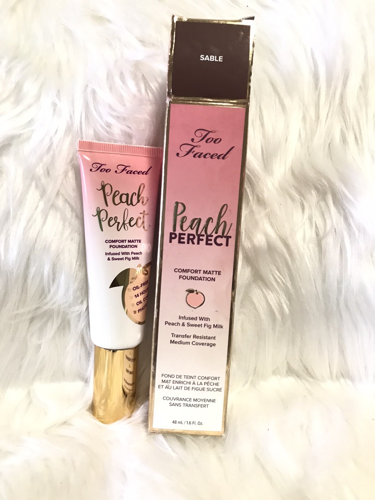 Too Faced Peach Perfect Comfort Matte Foundation In Sable 48mL / 1.6 Oz. NIB