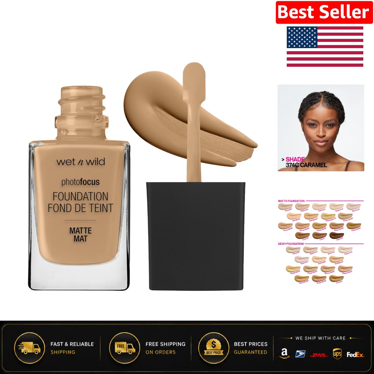 & Cruelty-Free Photo Focus Matte Foundation – Buildable Coverage, 0.29 Oz
