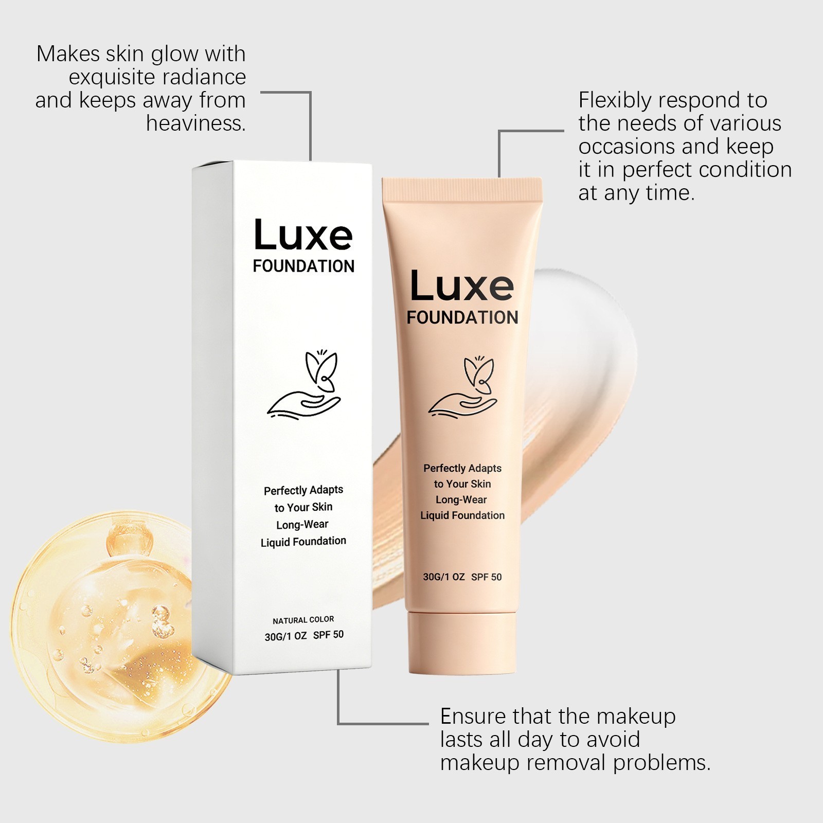 Luxe Color Changing Foundation for Women 30mL Light to Medium Color Coverage