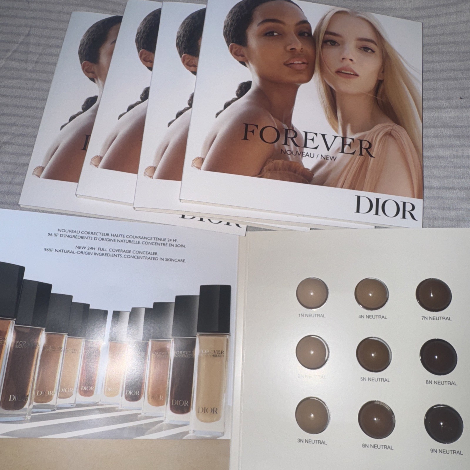 5 Dior Forever Skin Glow Foundation Sample Cards 45 x 0.5ml/0.01oz
