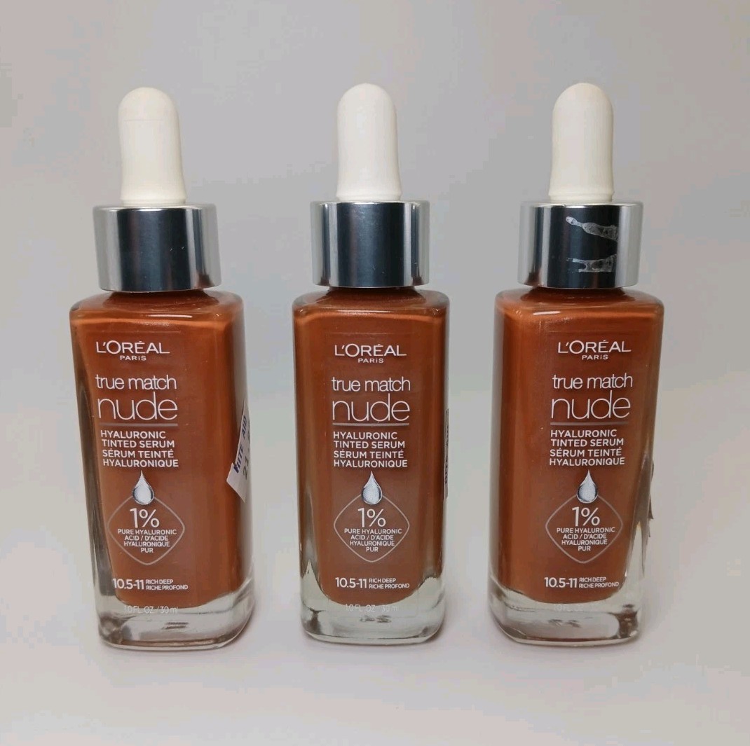 ( 3 ) Loreal True Match Nude Hyaluronic Tinted Serum 10.5-11 Rich Deep