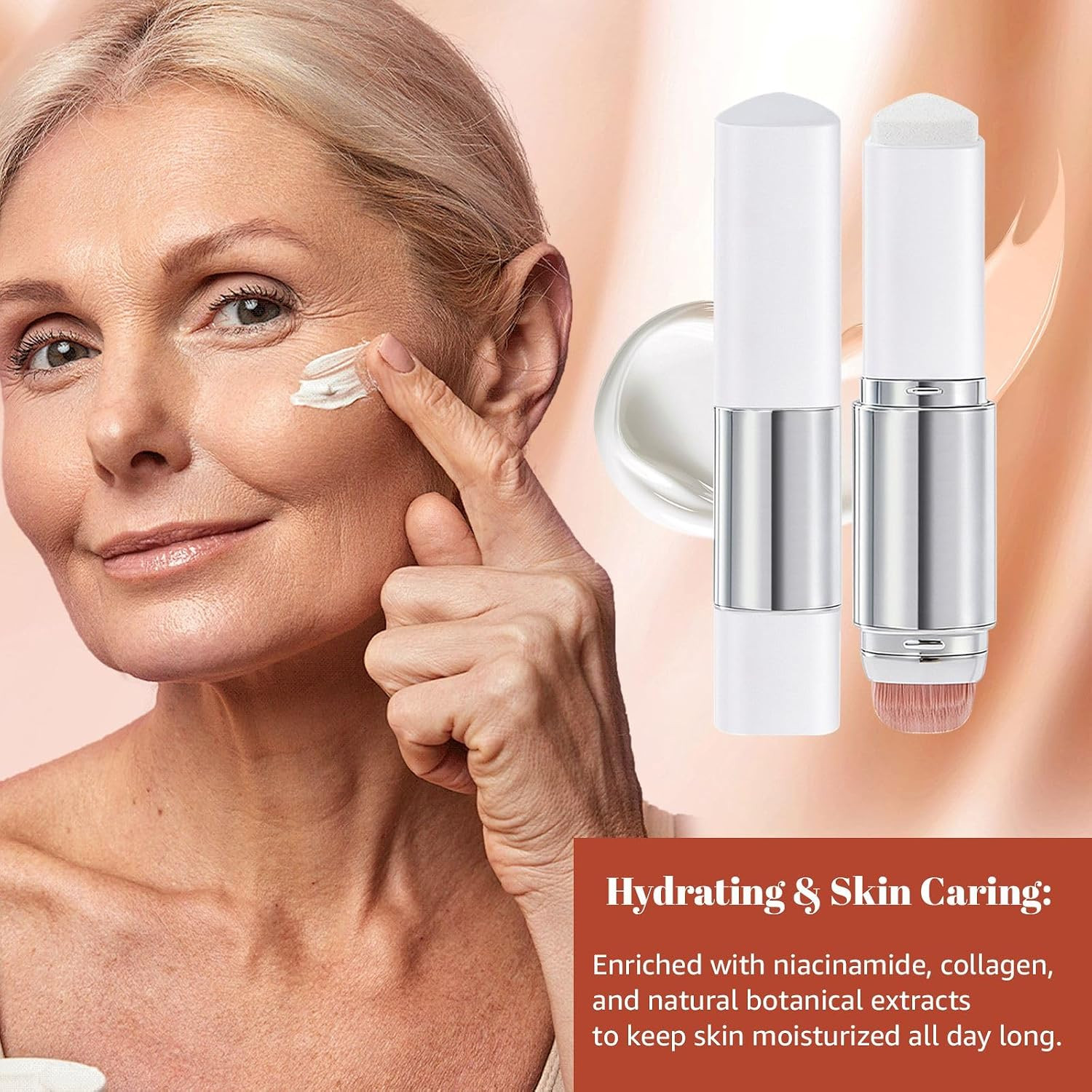 Color Changing Foundation Stick – 2 in 1 Dual Ended White Foundation Stick, Long