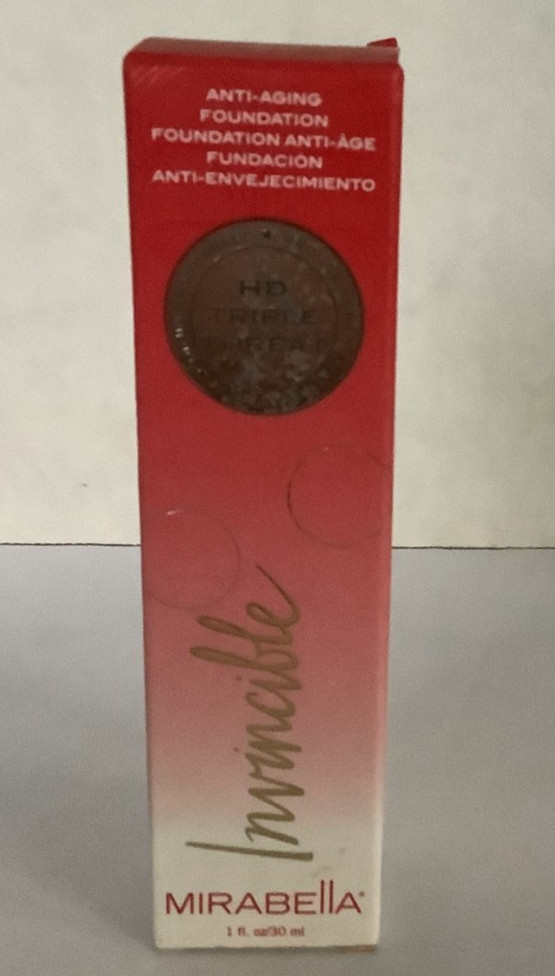 Mirabella Invincible Anti-Aging HD Triple Threat Foundation –Porcelain– NIB!