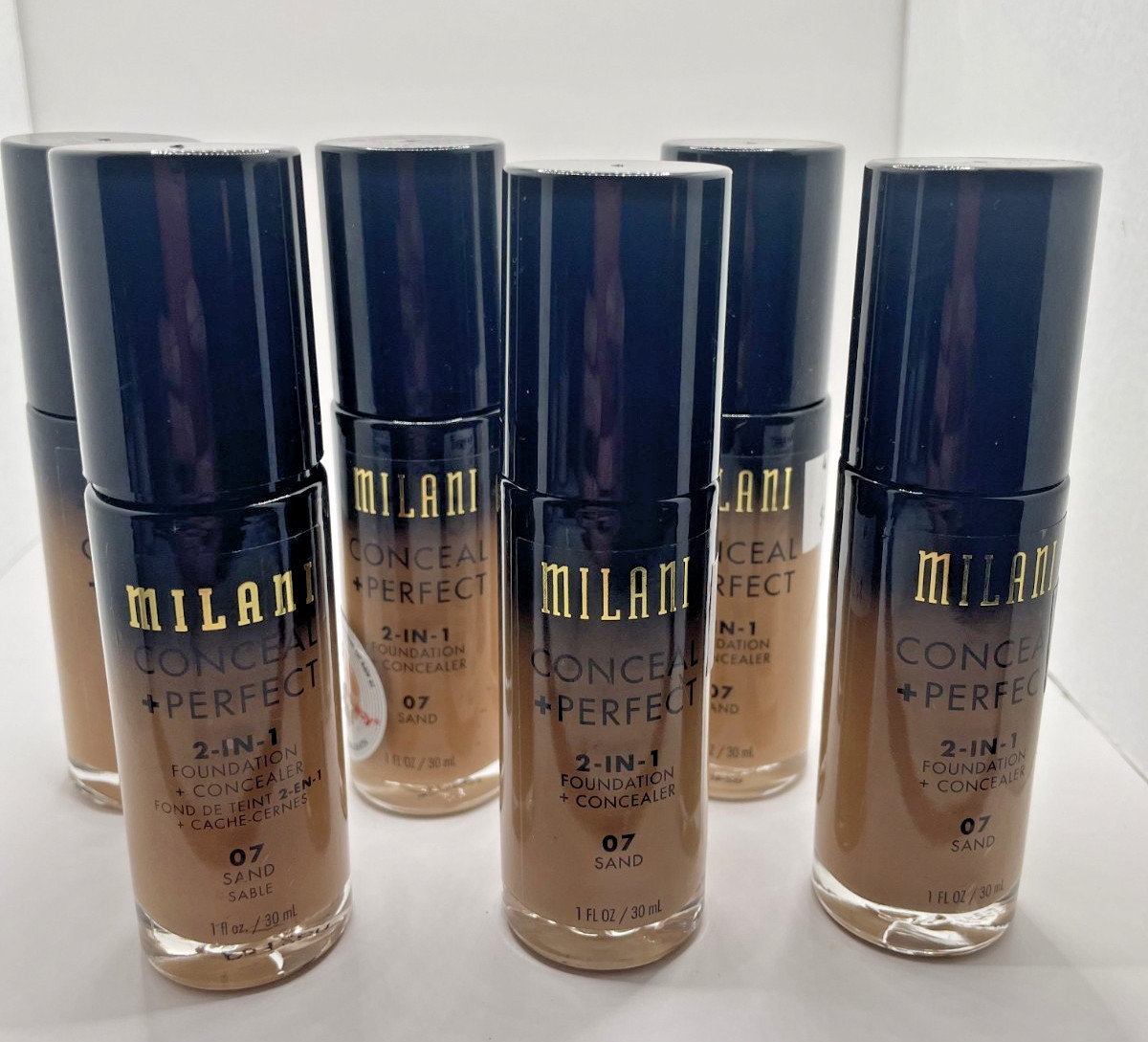 Lot of 6 Milani Conceal + Perfect 2‑in‑1 Foundation Sand (07) NEW