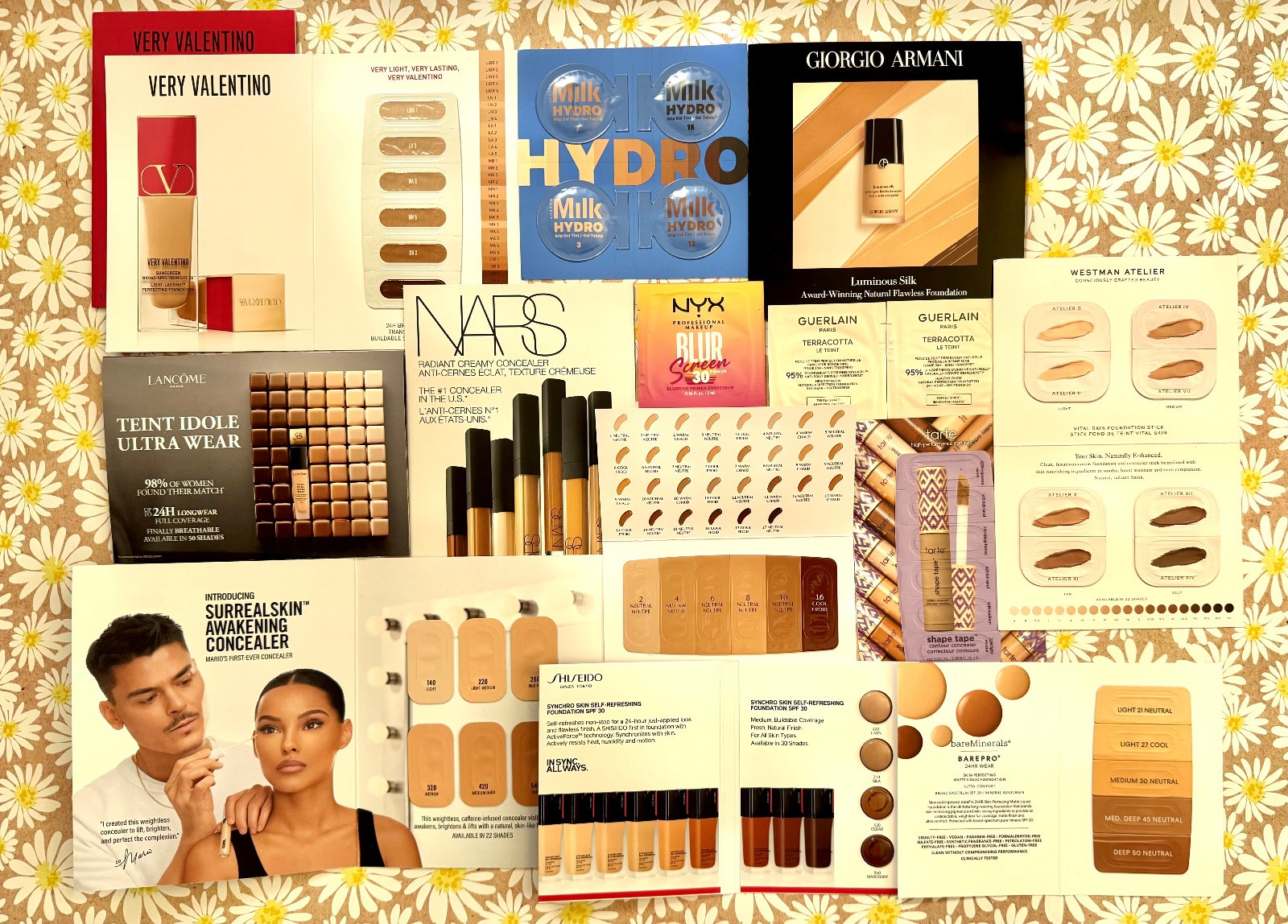 15 FOUNDATION + CONCEALER CARDS SAMPLES ASSORTED OVER 70 SHADES * NEW