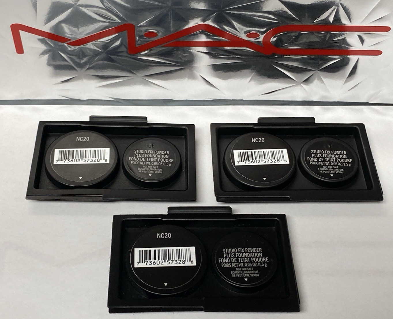 (3) MAC Studio Fix Powder Plus Foundation NC20 w/Sponge ORIGINAL FORMULA